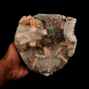 Green Apophyllite Cube with Stilbite and Chalcedony Natural Mineral Specimen - image 5