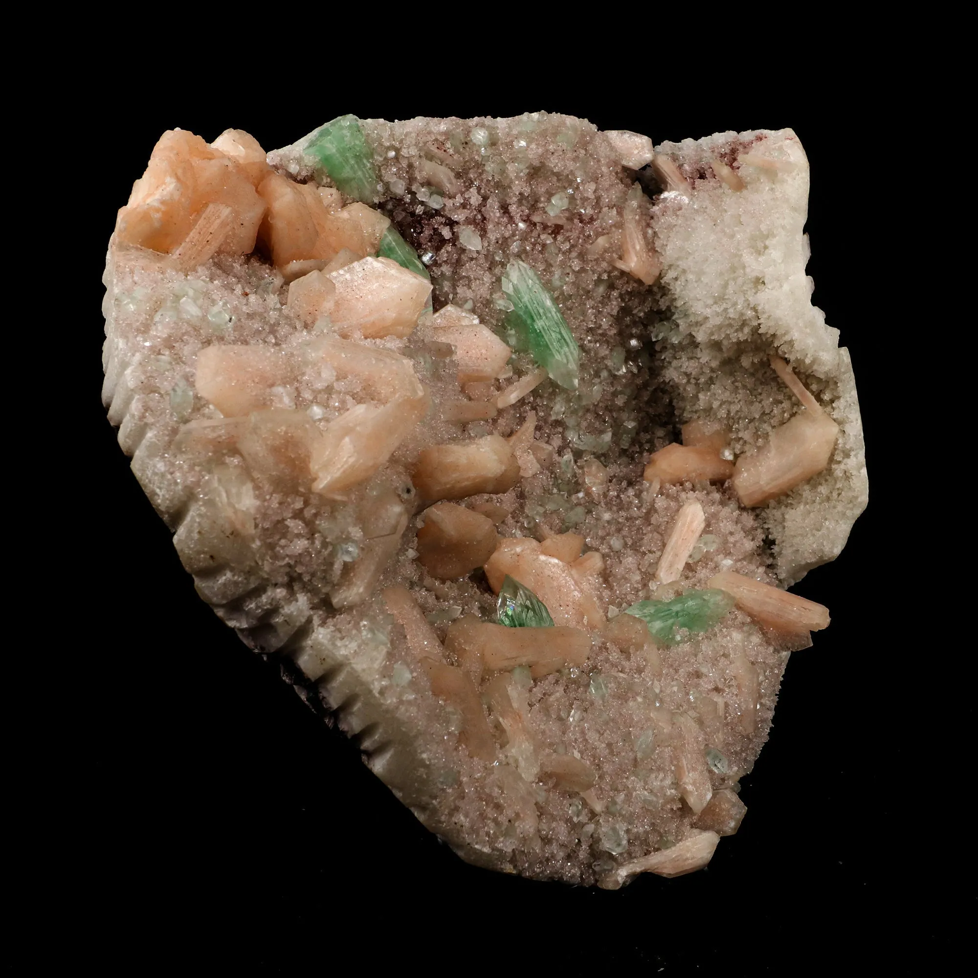Green Apophyllite Cube with Stilbite and Chalcedony Natural Mineral Specimen - image 2