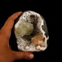 Green Apophyllite Cube with Stilbite geode Self Standing Natural Mineral Specimen - image 4