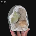 Green Apophyllite Cube with Stilbite geode Self Standing Natural Mineral Specimen - image 6