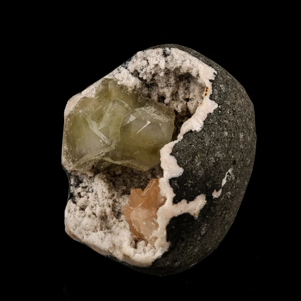 Green Apophyllite Cube with Stilbite geode Self Standing Natural Mineral Specimen - image 2