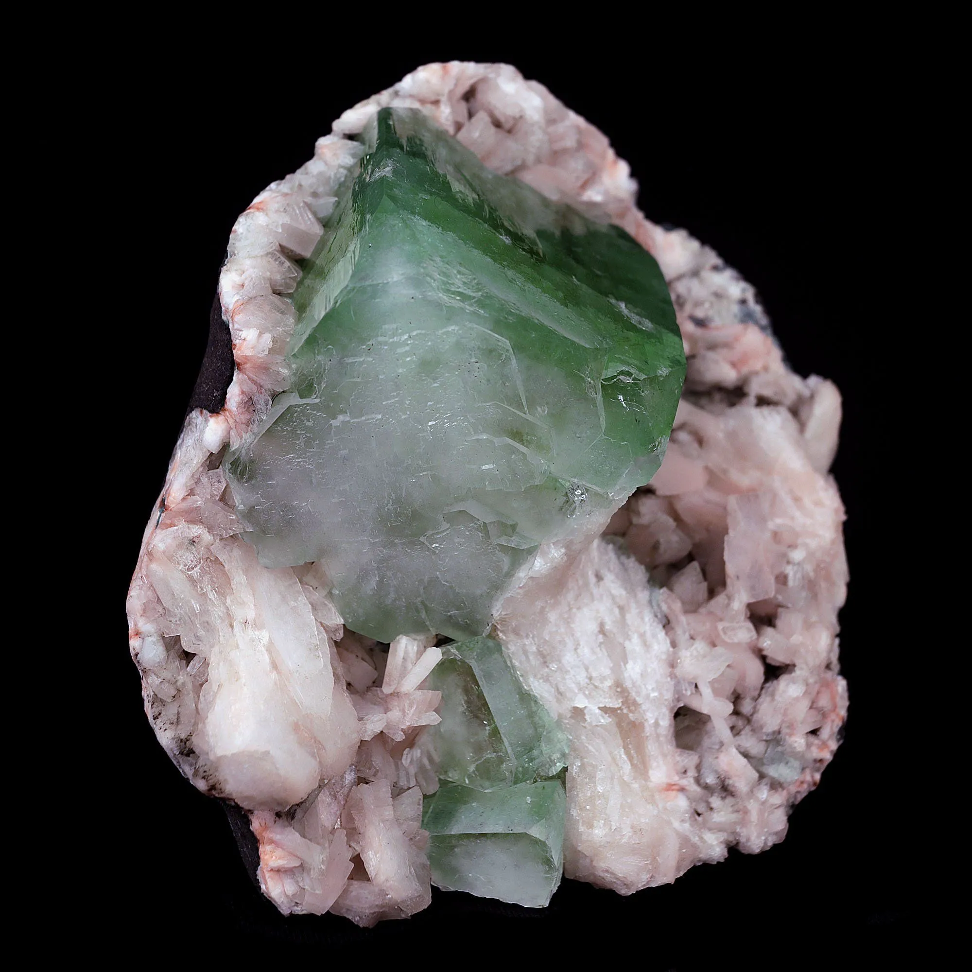 Green Apophyllite Cube with Stilbite Heulandite Natural Mineral - image 3