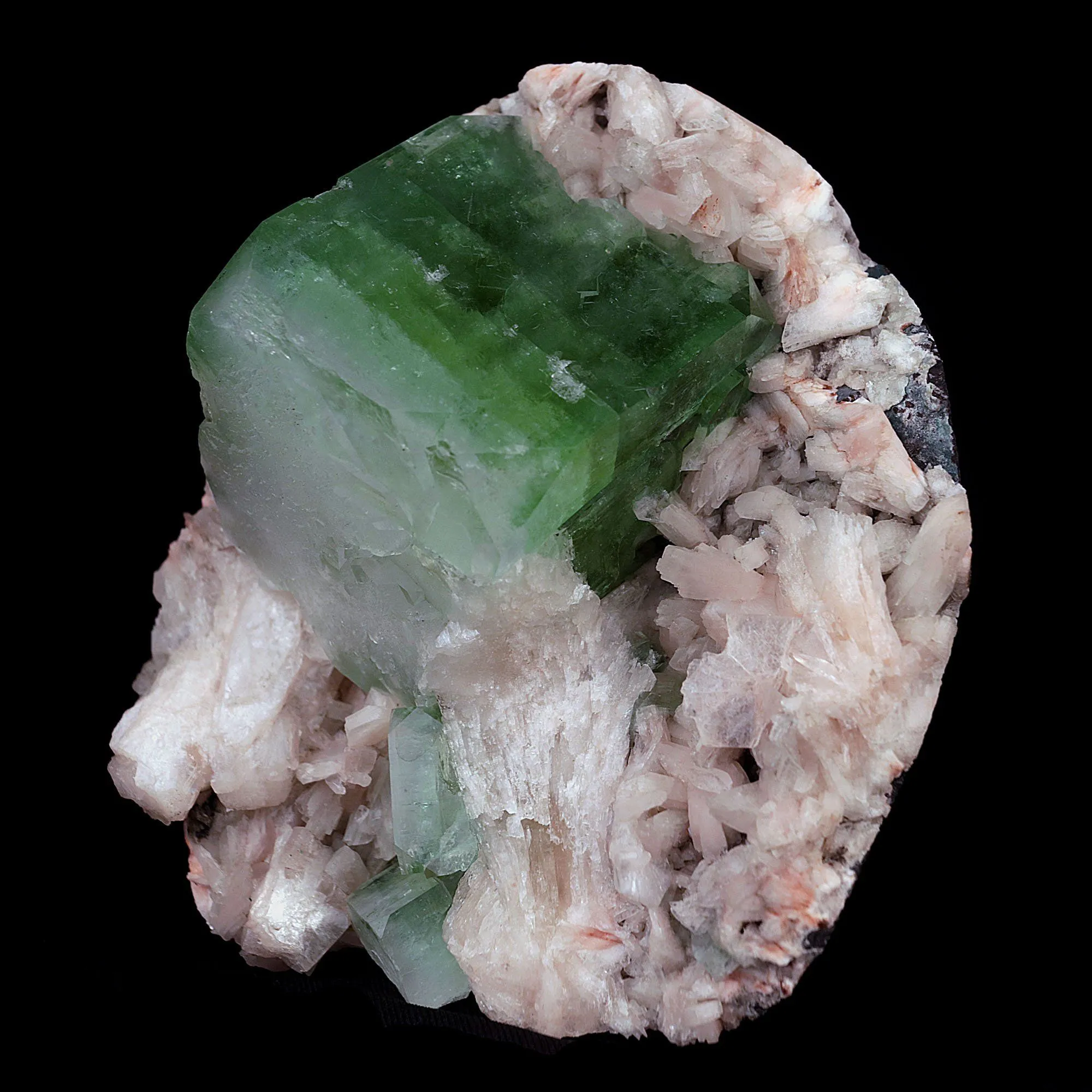 Green Apophyllite Cube with Stilbite Heulandite Natural Mineral - image 2