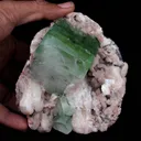 Green Apophyllite Cube with Stilbite Heulandite Natural Mineral - image 4