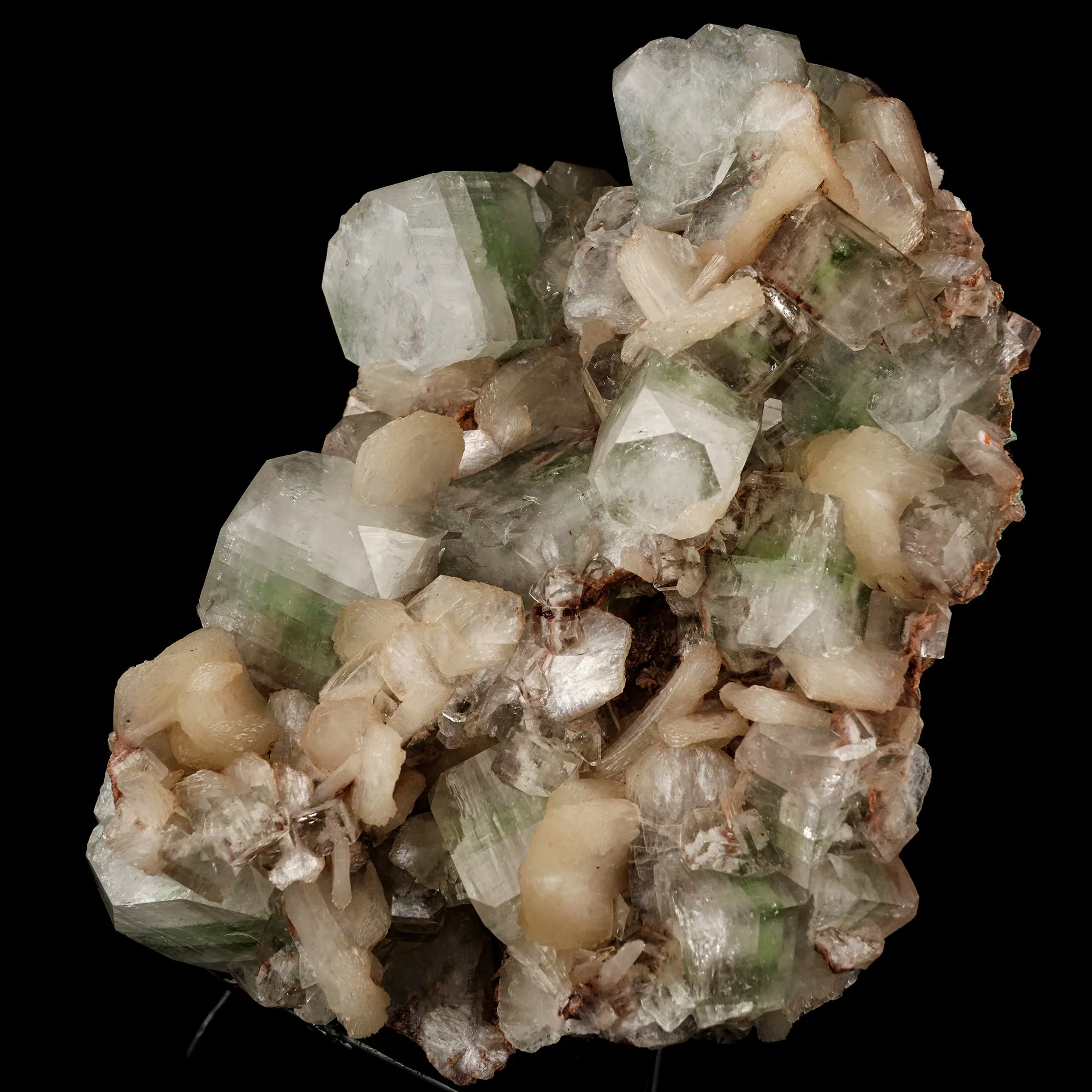 Green Apophyllite Cube with Stilbite Natural Mineral Specimen - image 2