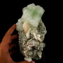 Green Apophyllite Cube with Stilbite Natural Mineral Specimen - image 4