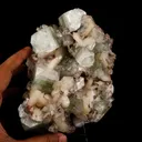 Green Apophyllite Cube with Stilbite Natural Mineral Specimen - image 4