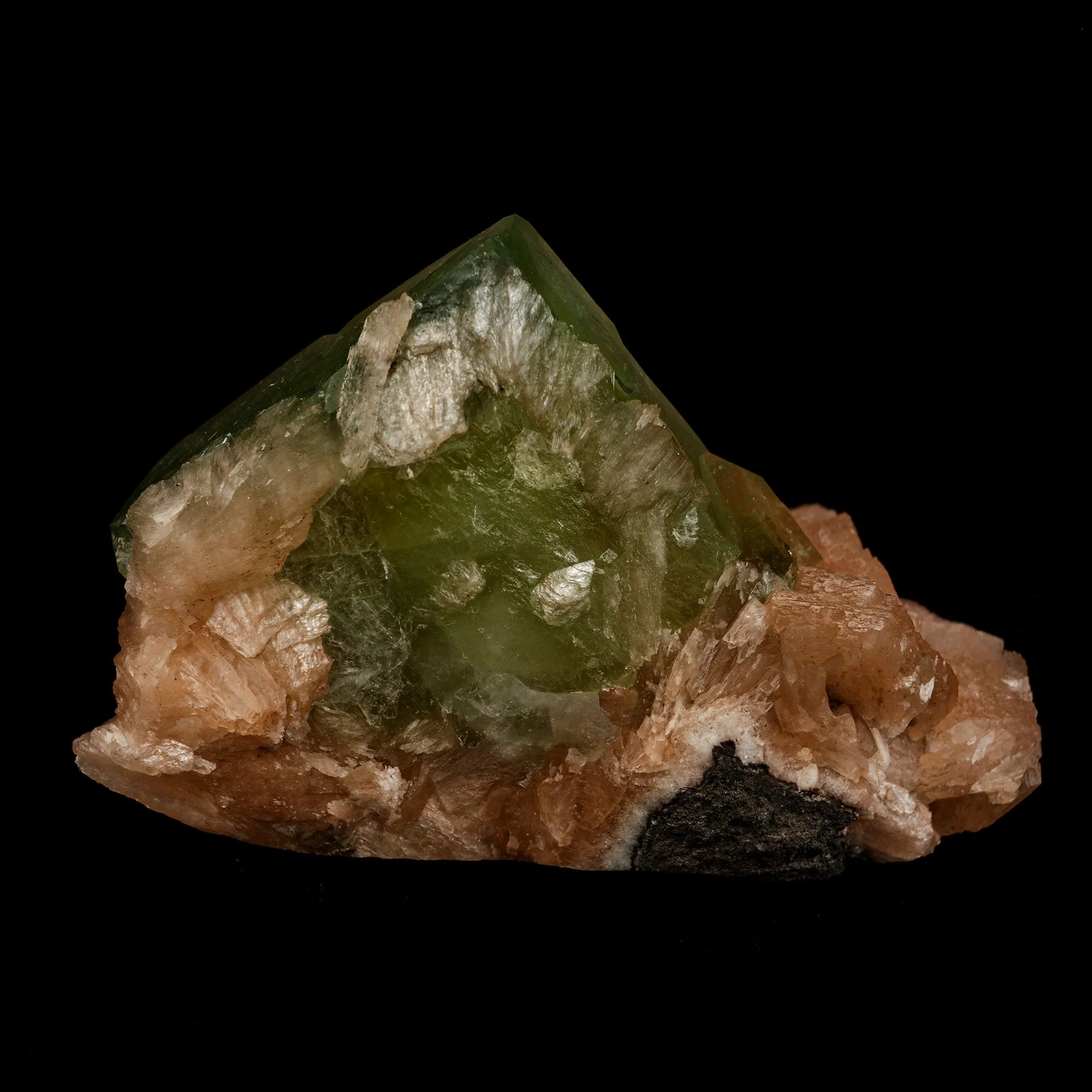 Green Apophyllite Cube with Stilbite Natural Mineral Specimen - image 4