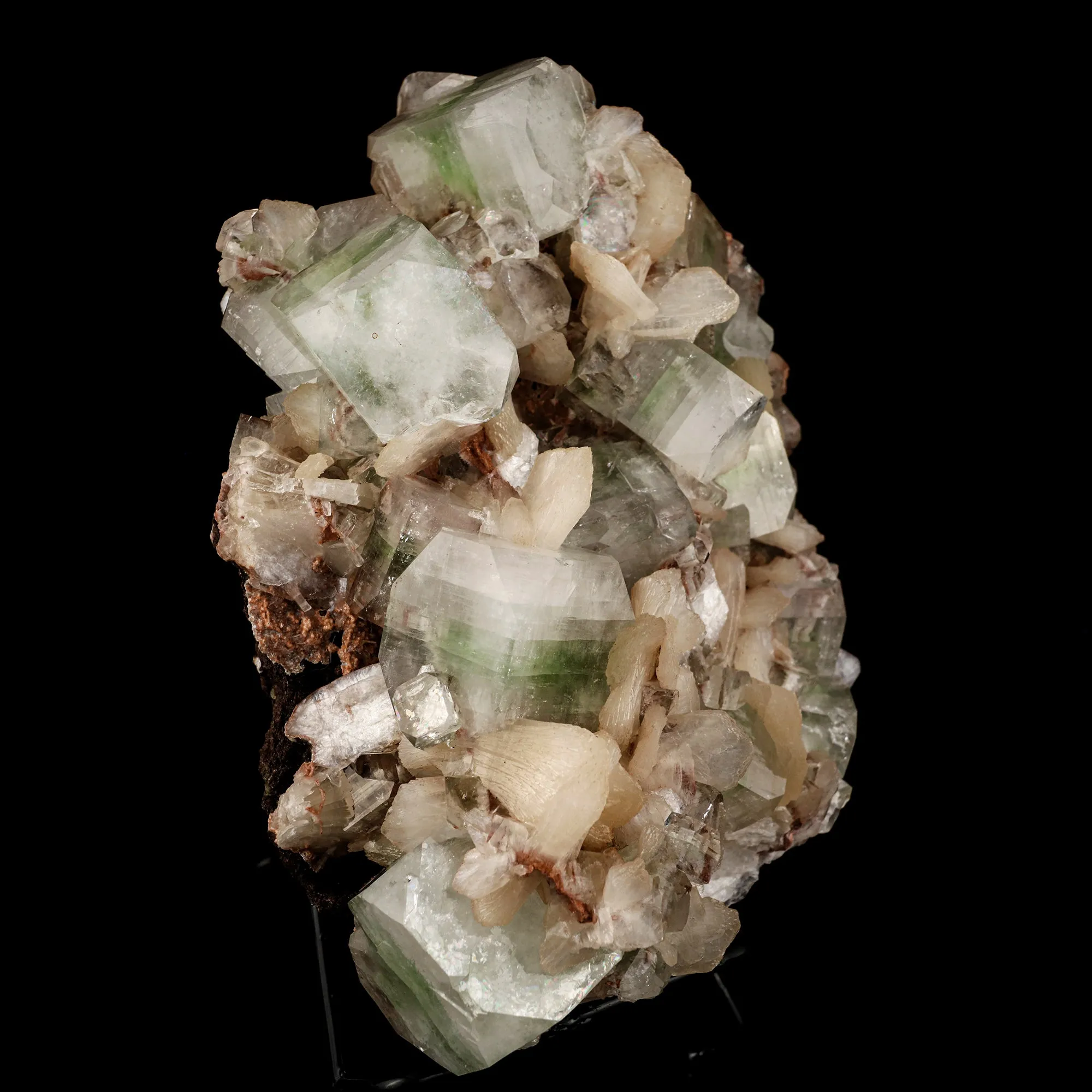 Green Apophyllite Cube with Stilbite Natural Mineral Specimen - image 3