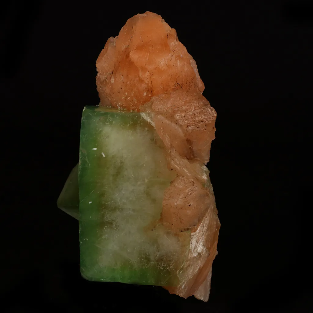Green Apophyllite Cube With Stilbite Natural Mineral Specimen - image 2