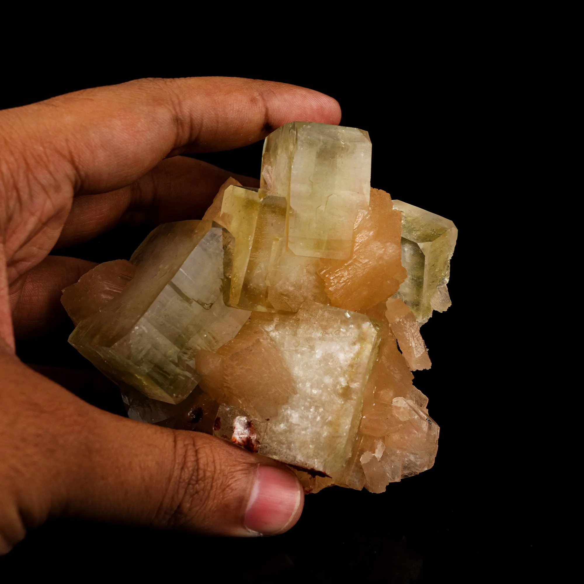 Green Apophyllite Cube with Stilbite Natural Mineral Specimen - image 4