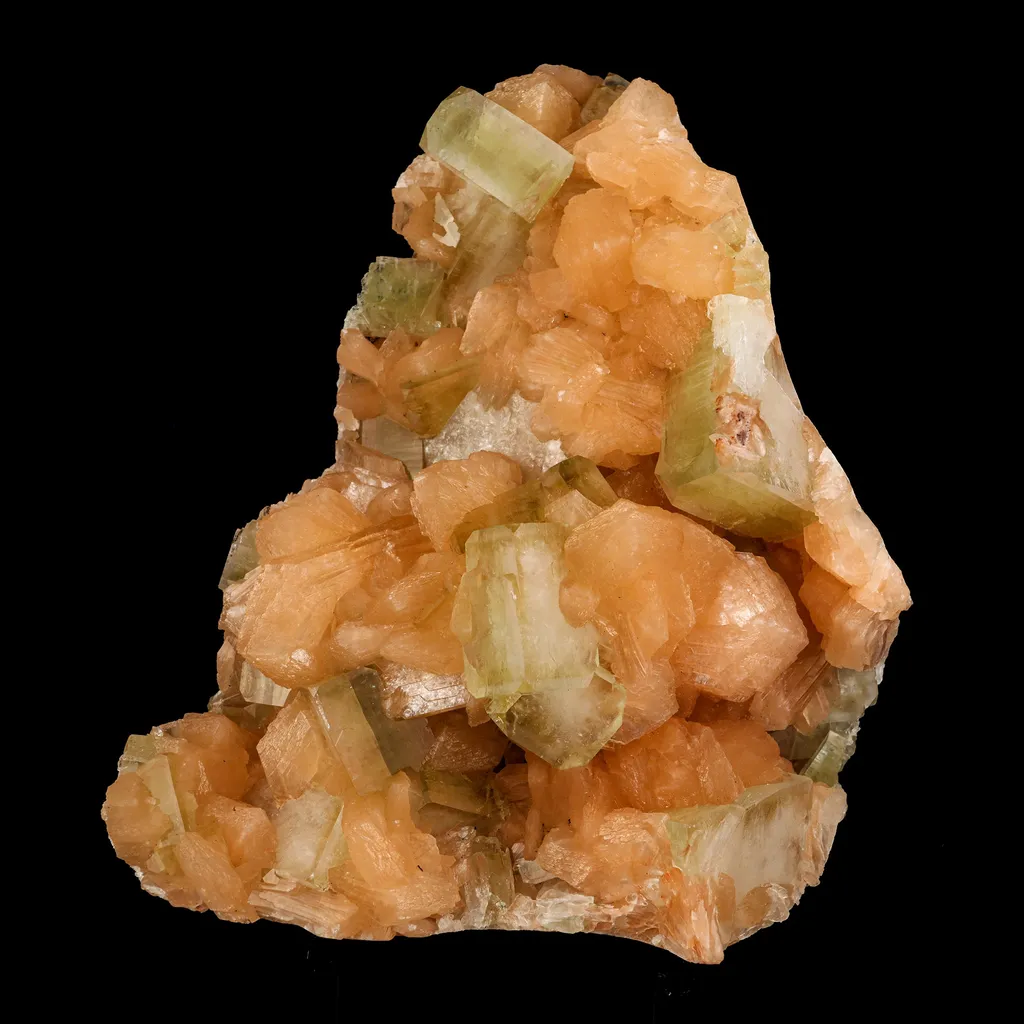 Green Apophyllite Cube with Stilbite Natural Mineral Specimen image