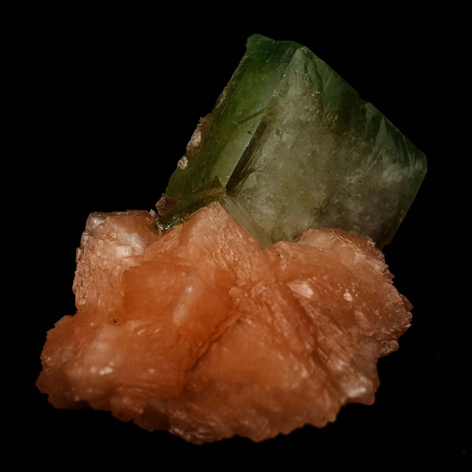 Green Apophyllite Cube with Stilbite Natural Mineral Specimen - image 2