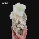 Green Apophyllite Cube with Stilbite Natural Mineral Specimen - image 6