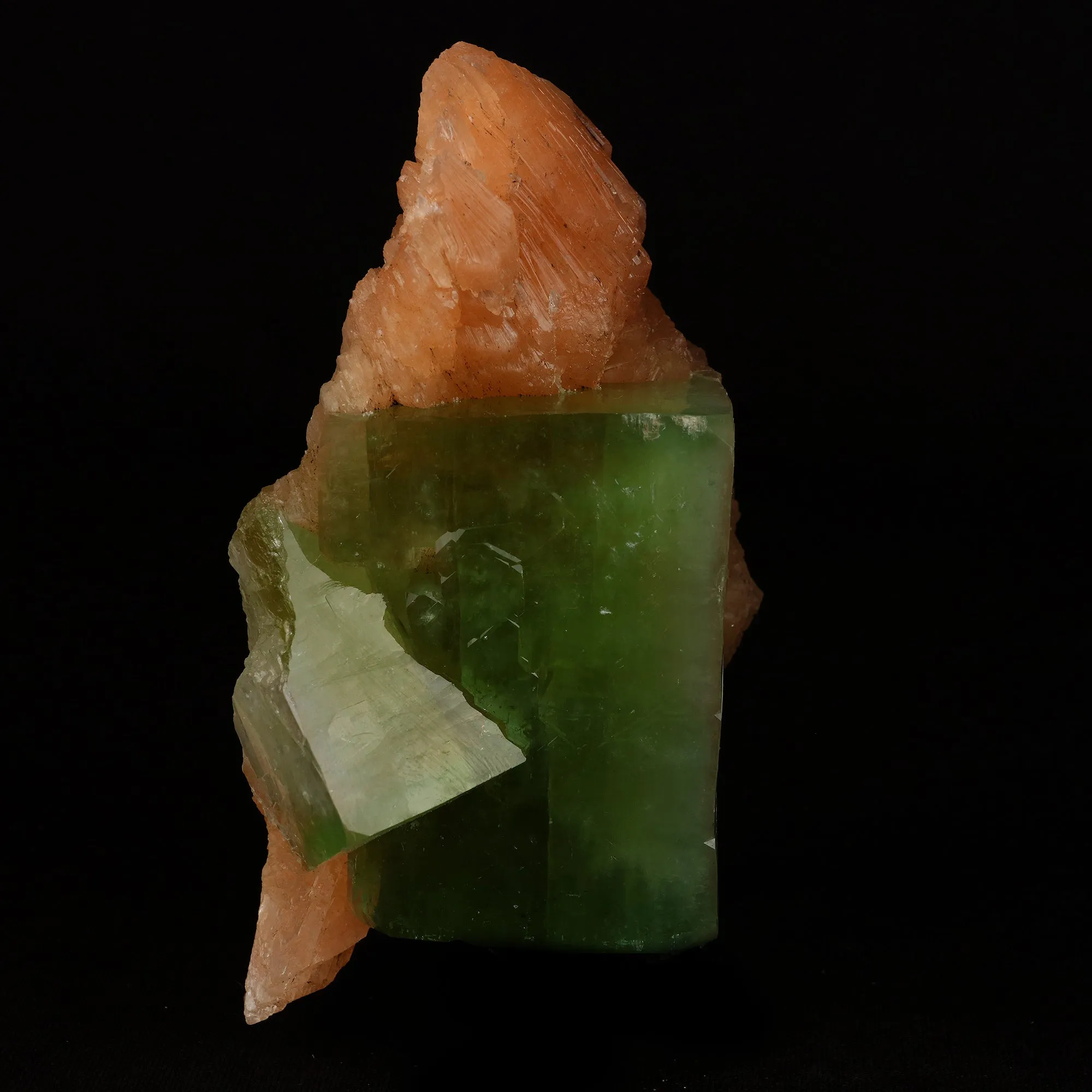 Green Apophyllite Cube With Stilbite Natural Mineral Specimen - image 4