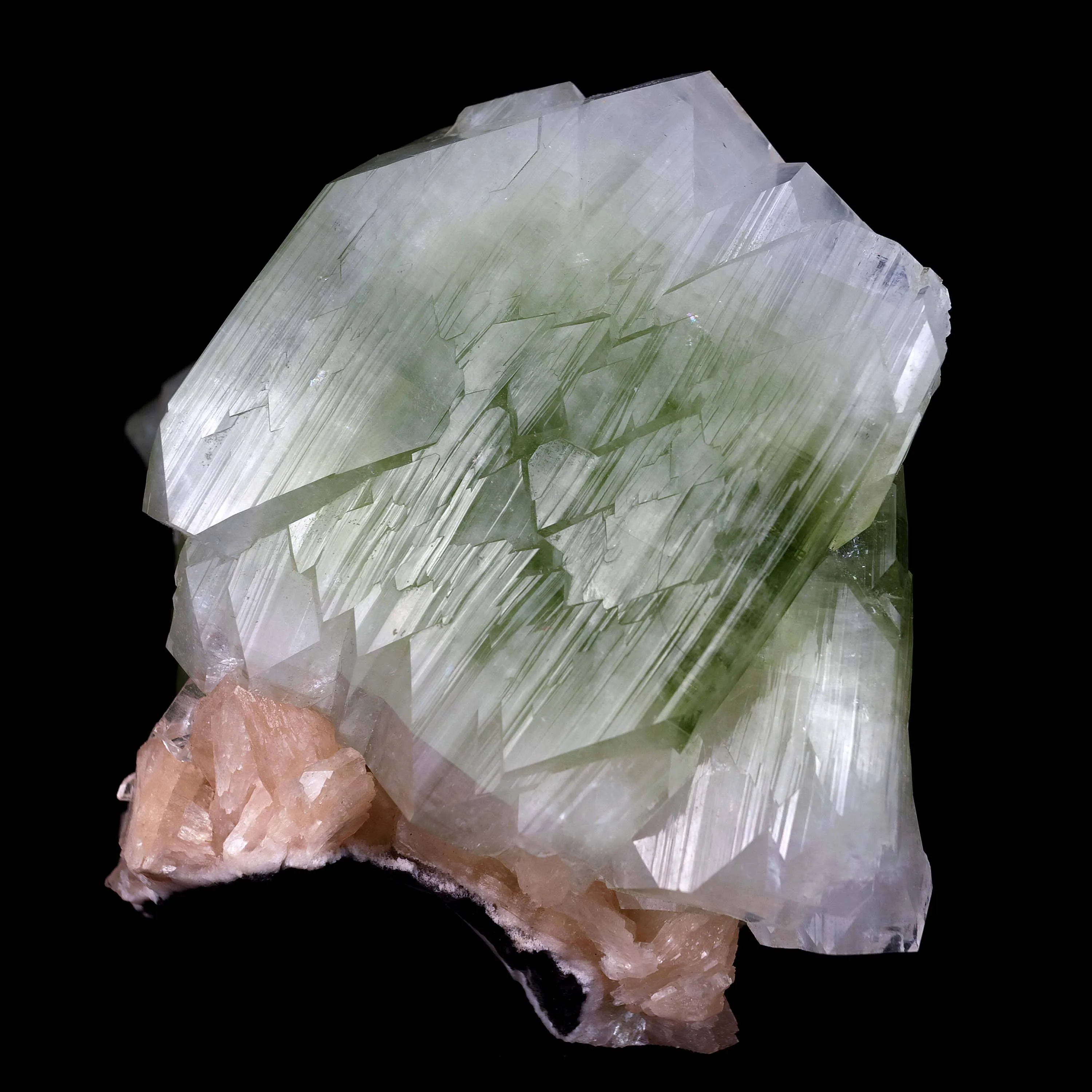 Green Apophyllite Cube with Stilbite Natural Mineral Specimen - image 2