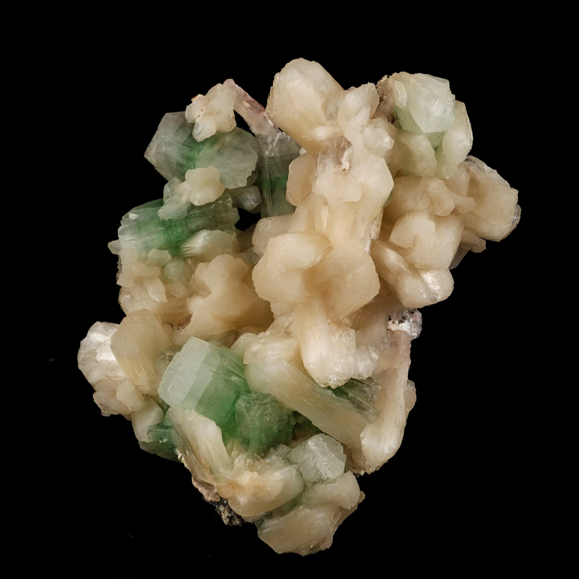 Green Apophyllite Cube with Stilbite Natural Mineral Specimen - image 4