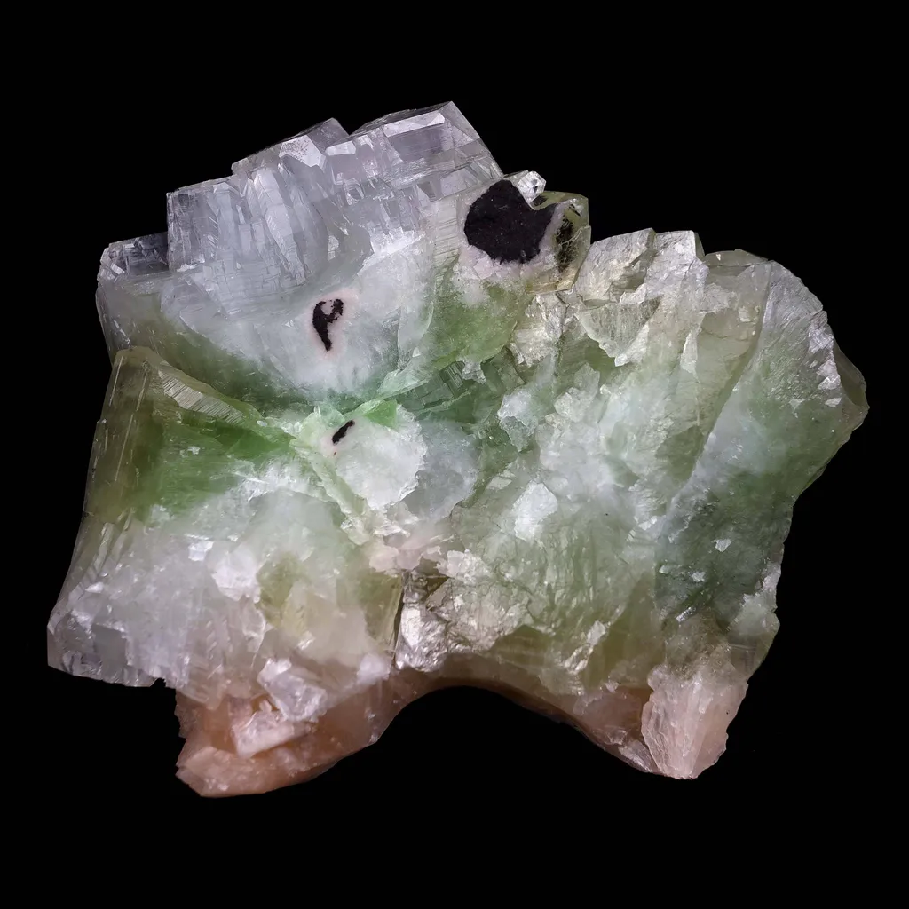 Green Apophyllite Cube with Stilbite Natural Mineral Specimen - image 5