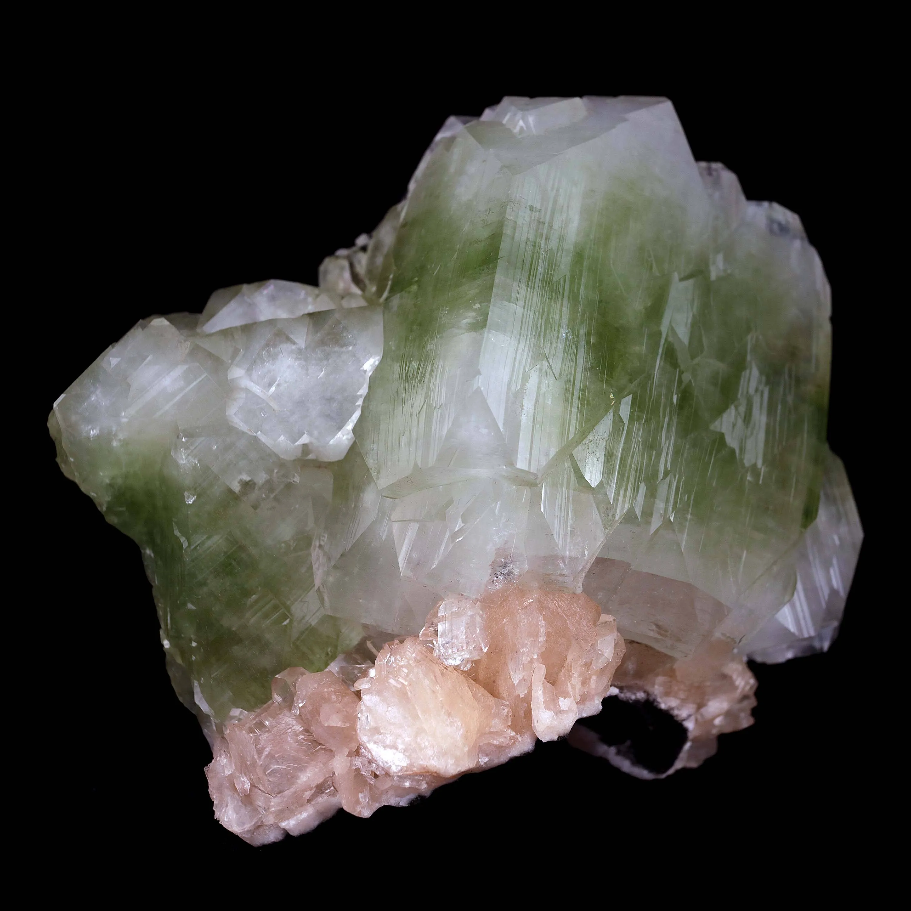 Green Apophyllite Cube with Stilbite Natural Mineral Specimen - image 3