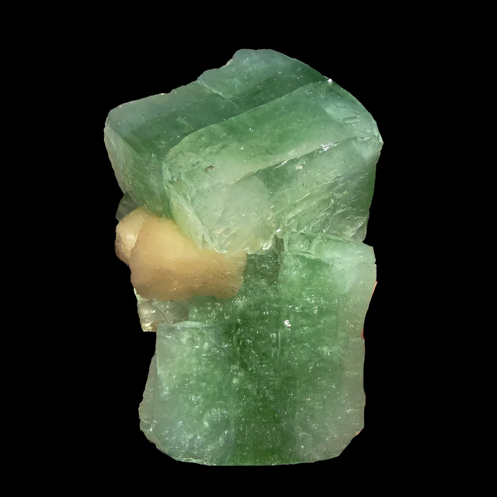 Green Apophyllite Cube with Stilbite – Natural Zeolite Mineral Specimen from Nashik, India | Raw Crystal Cluster image