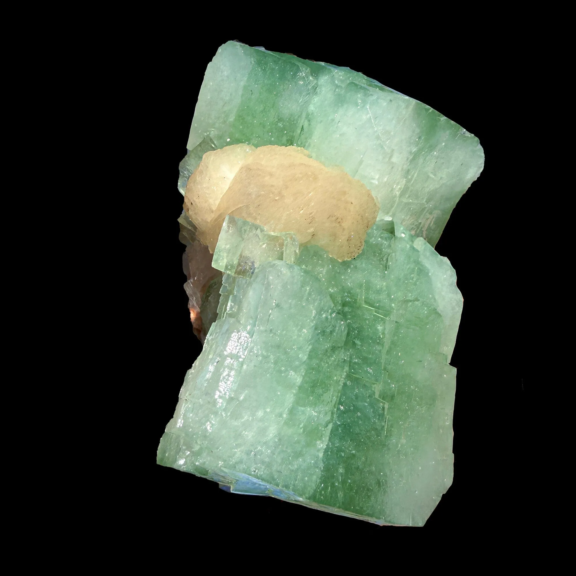 Green Apophyllite Cube with Stilbite – Natural Zeolite Mineral Specimen from Nashik, India | Raw Crystal Cluster - image 2