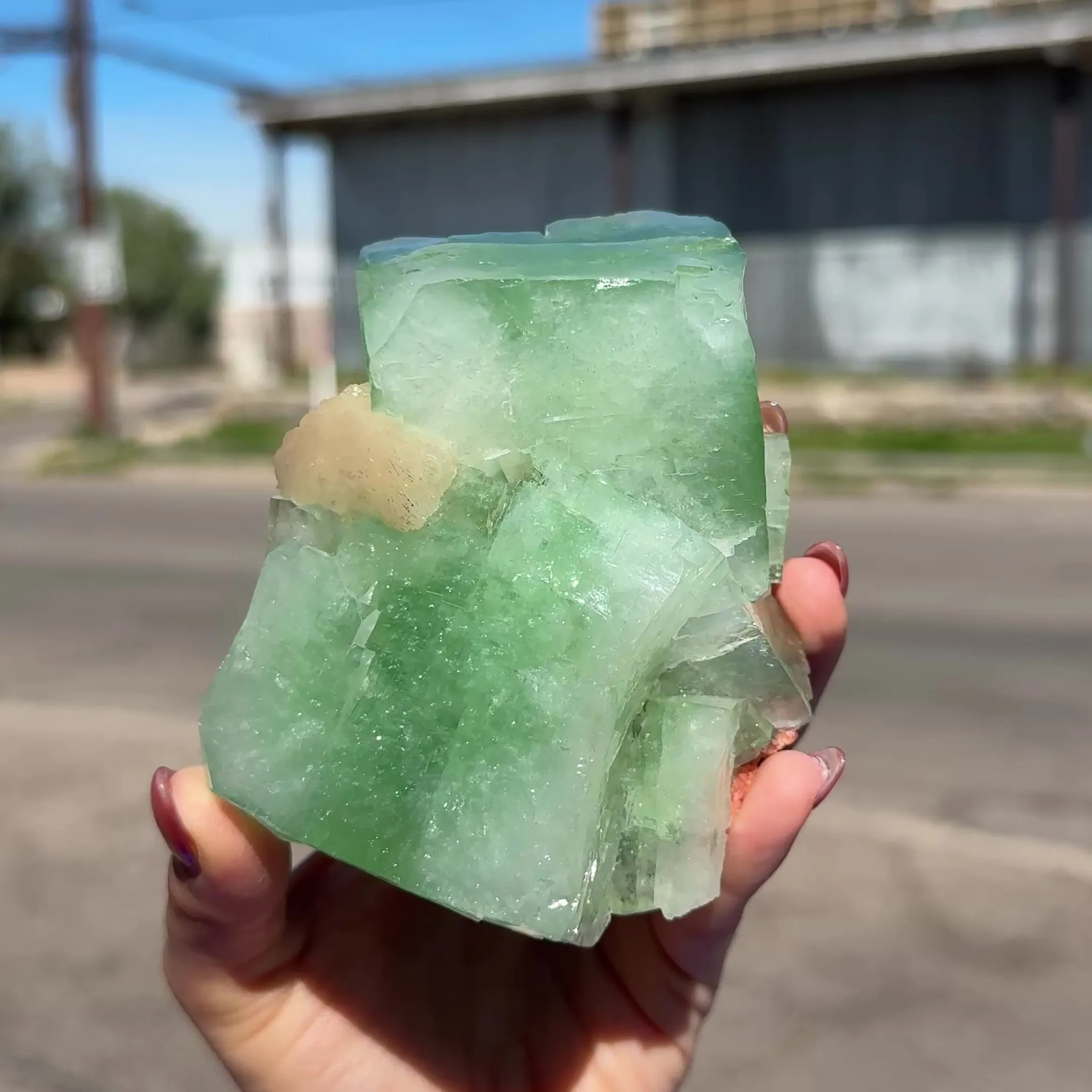 Green Apophyllite Cube with Stilbite – Natural Zeolite Mineral Specimen from Nashik, India | Raw Crystal Cluster - image 7