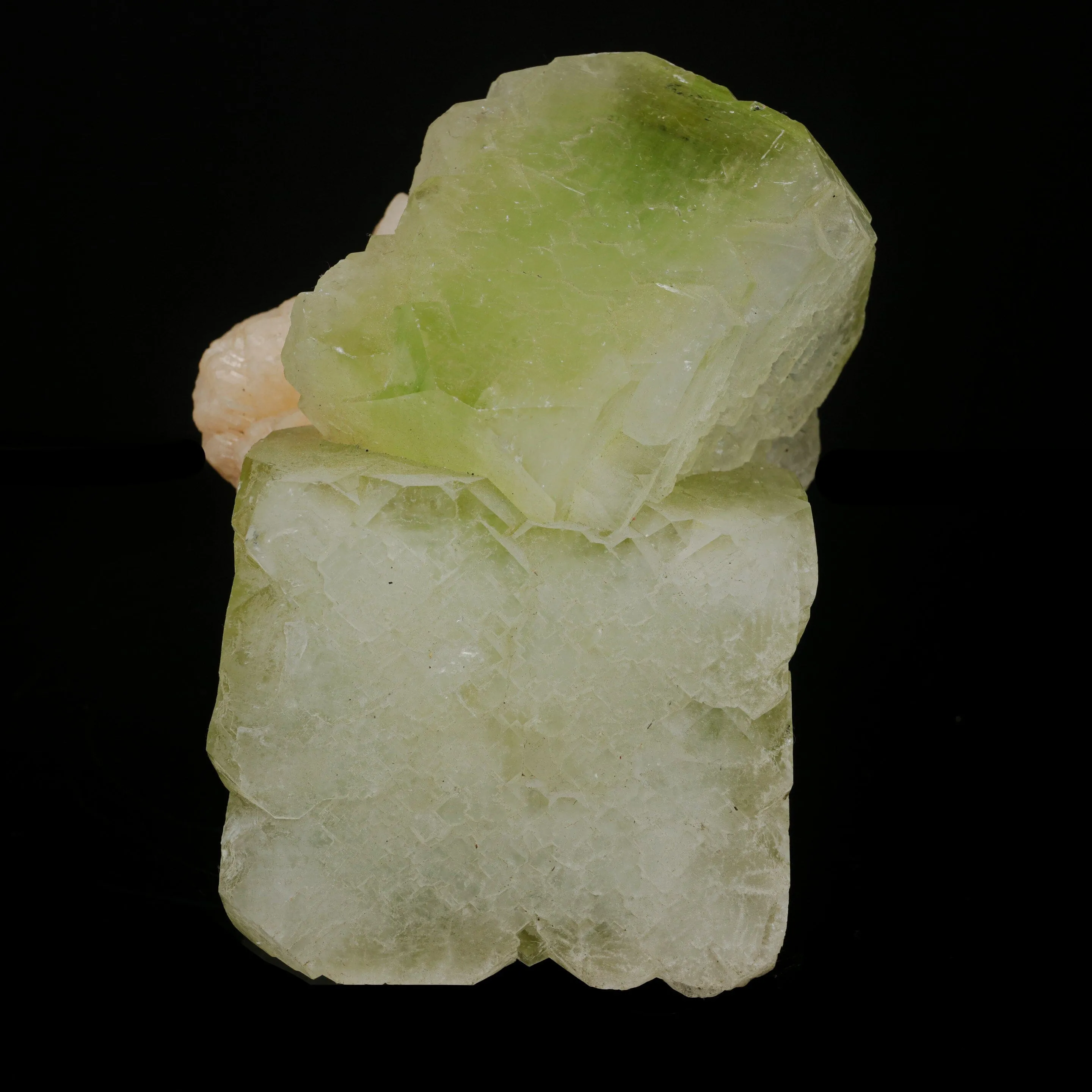 Green Apophyllite Cube with Stilbite | Premium Indian Mineral Specimen - image 1