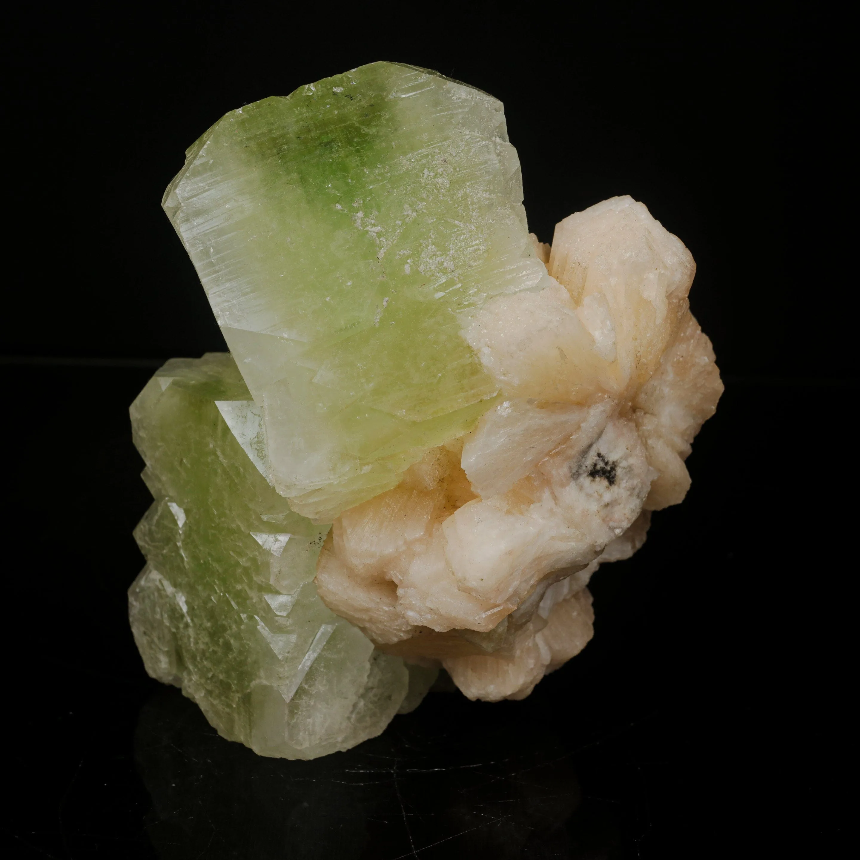 Green Apophyllite Cube with Stilbite | Premium Indian Mineral Specimen - image 5