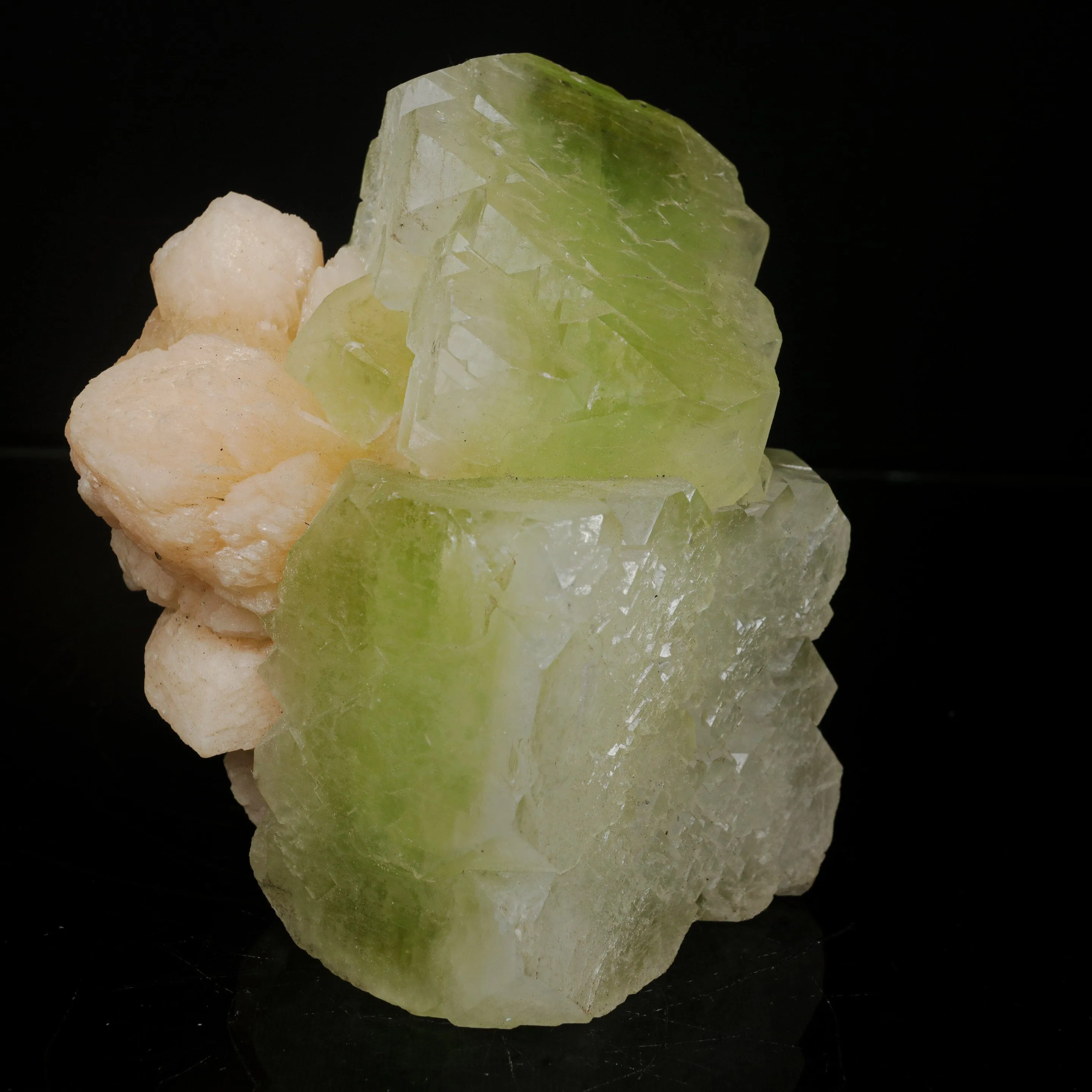 Green Apophyllite Cube with Stilbite | Premium Indian Mineral Specimen - image 3