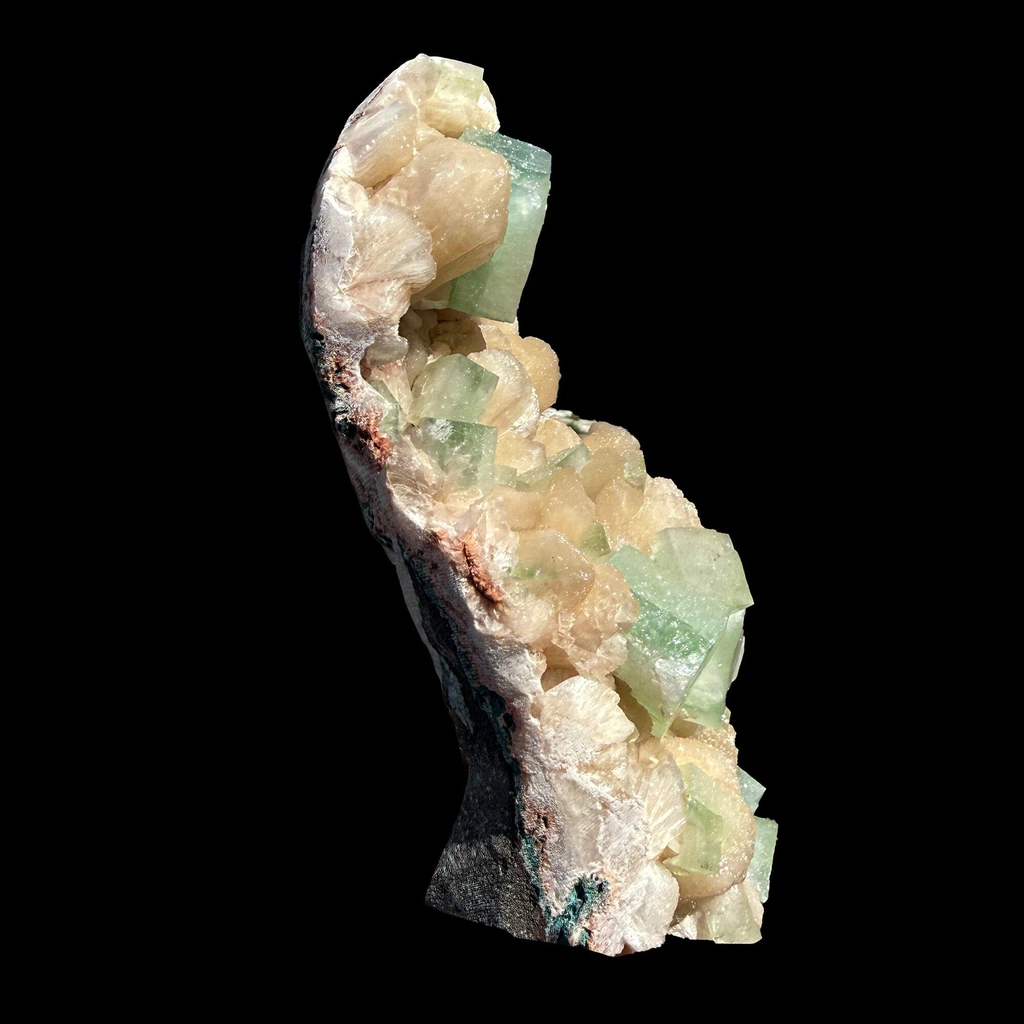 Green Apophyllite Cubes on Stilbite Matrix – Rare Indian Zeolite Crystal Specimen - image 6