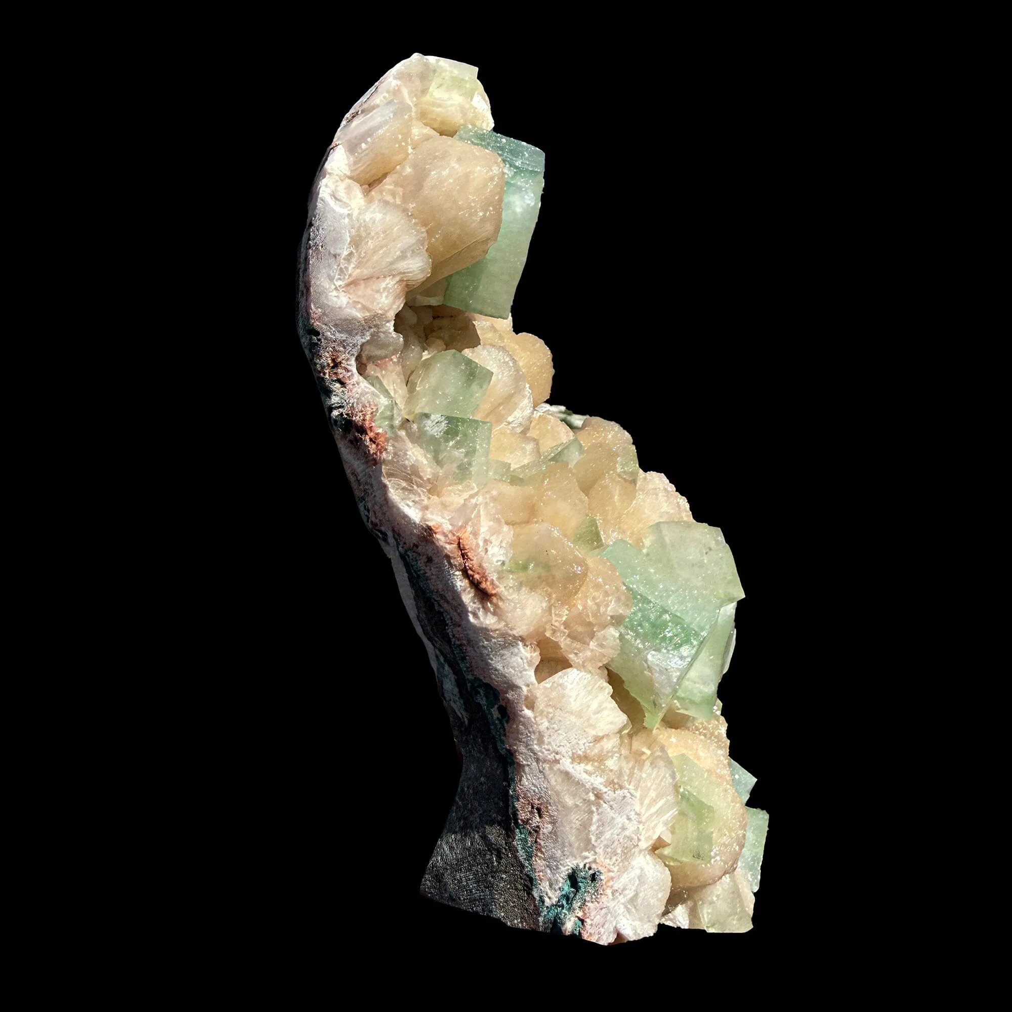 Green Apophyllite Cubes on Stilbite Matrix – Rare Indian Zeolite Crystal Specimen - image 4