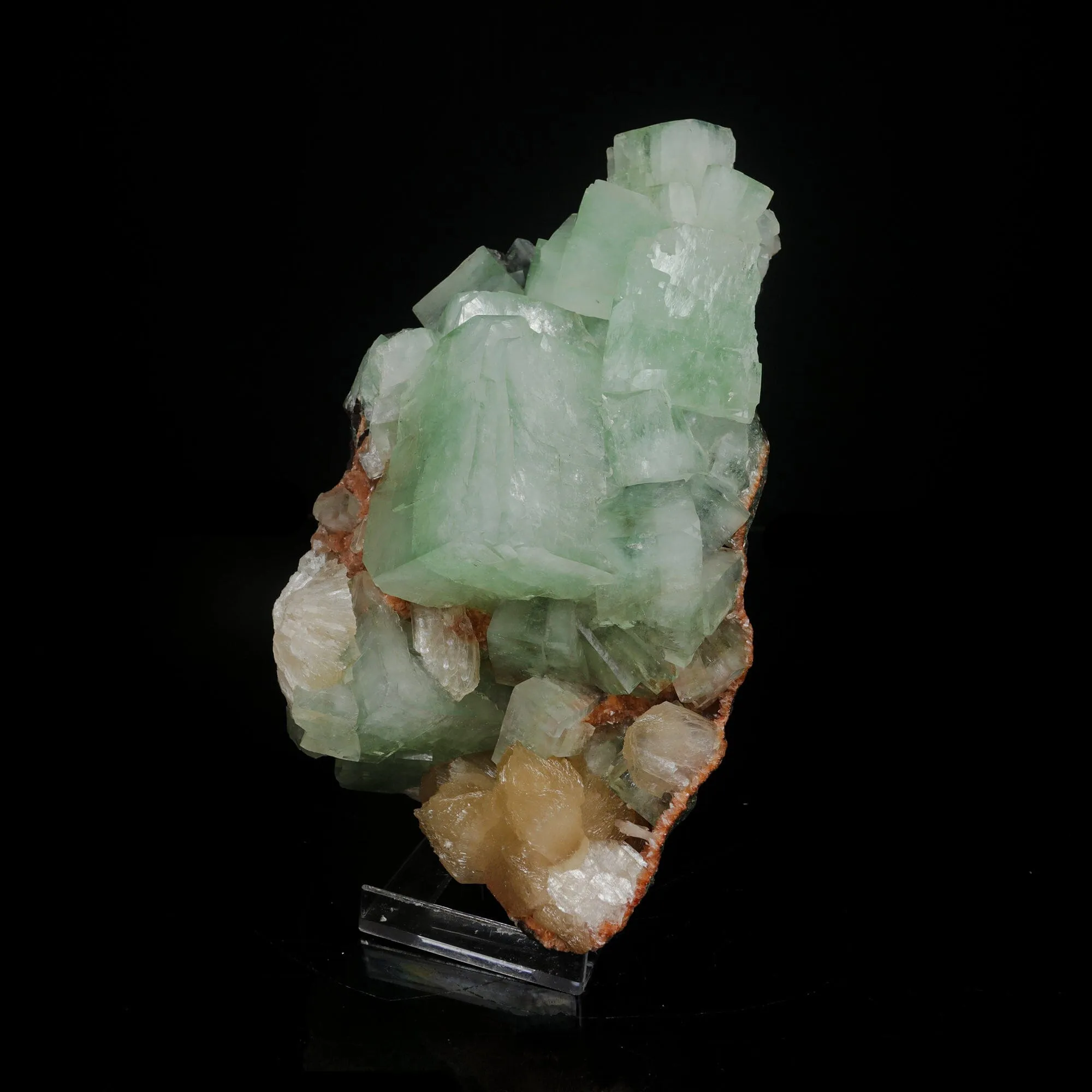 Green Apophyllite Cubes with Stilbite – Premium Zeolite Mineral Specimen from India - image 2