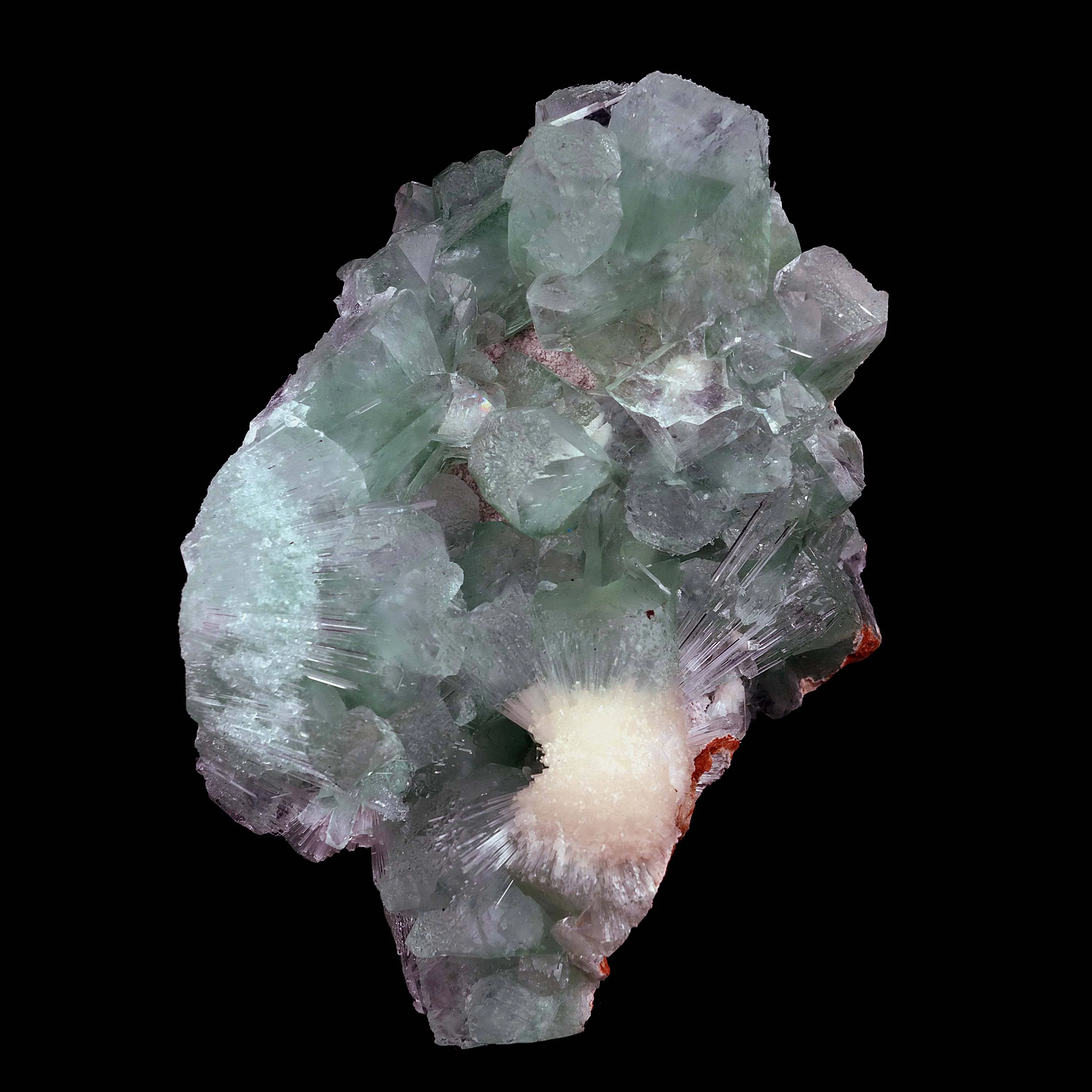 Green Apophyllite Cubical Crystals with Scolecite Natural Mineral Specimen - image 1