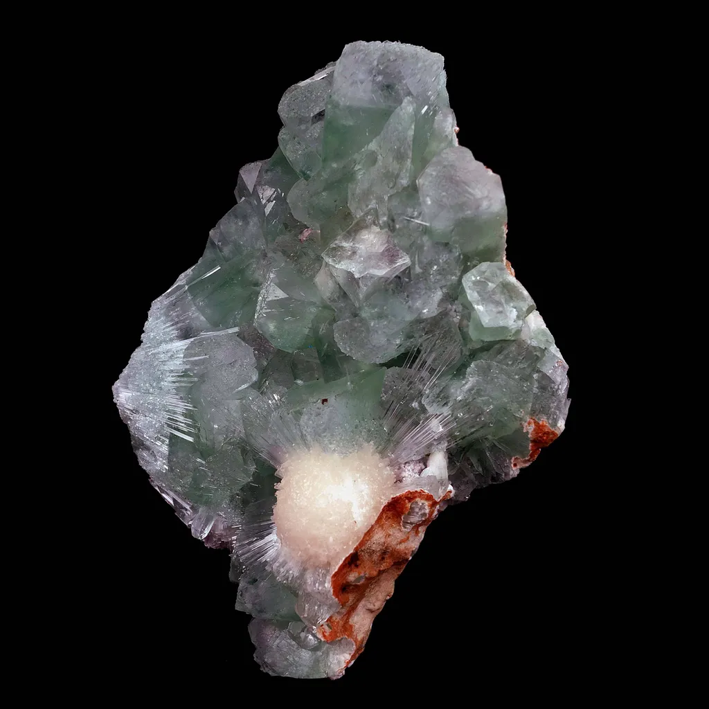 Green Apophyllite Cubical Crystals with Scolecite Natural Mineral Specimen - image 3