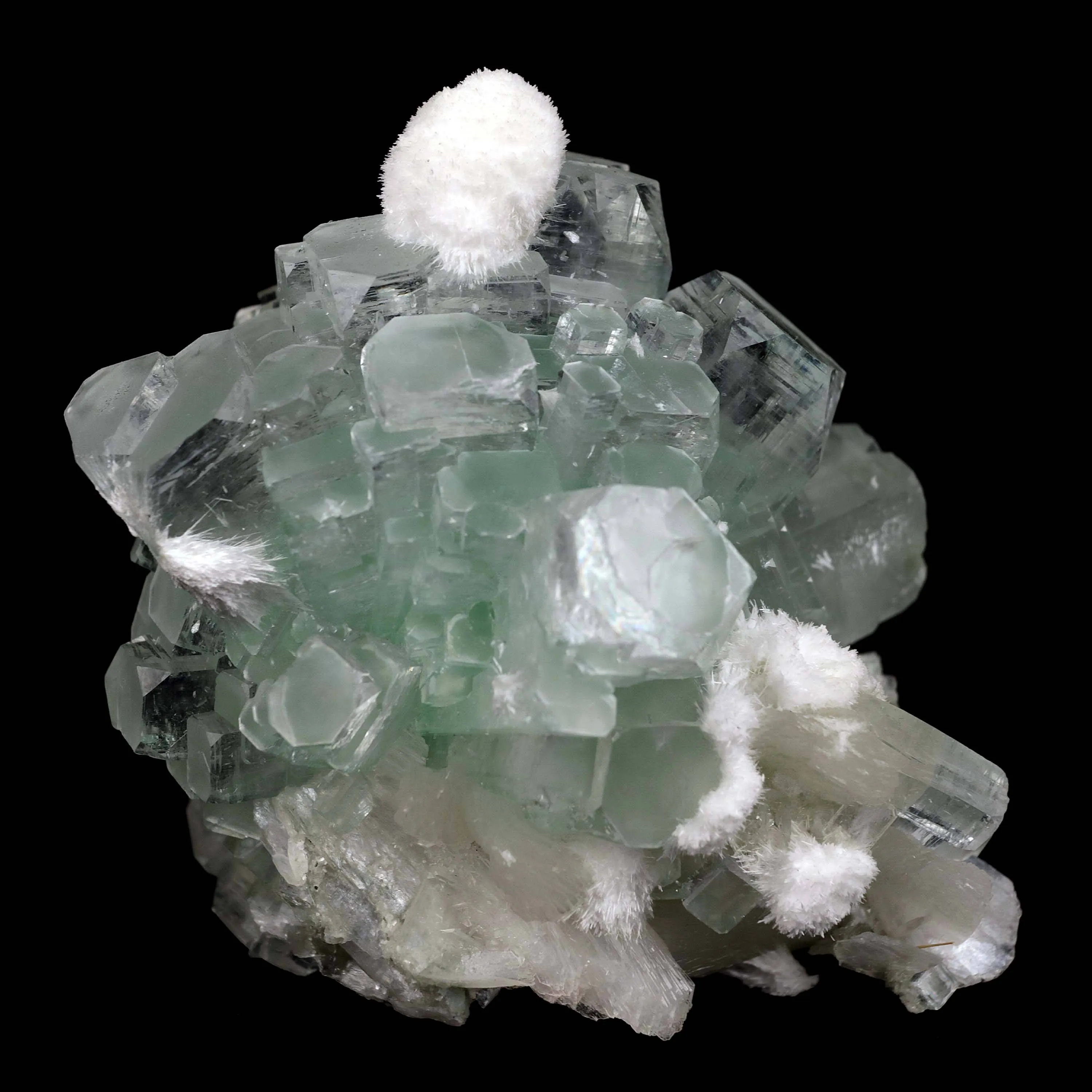 Green Apophyllite Disco Ball with Stilbite, Mordenite Natural Mineral Specimen - image 1