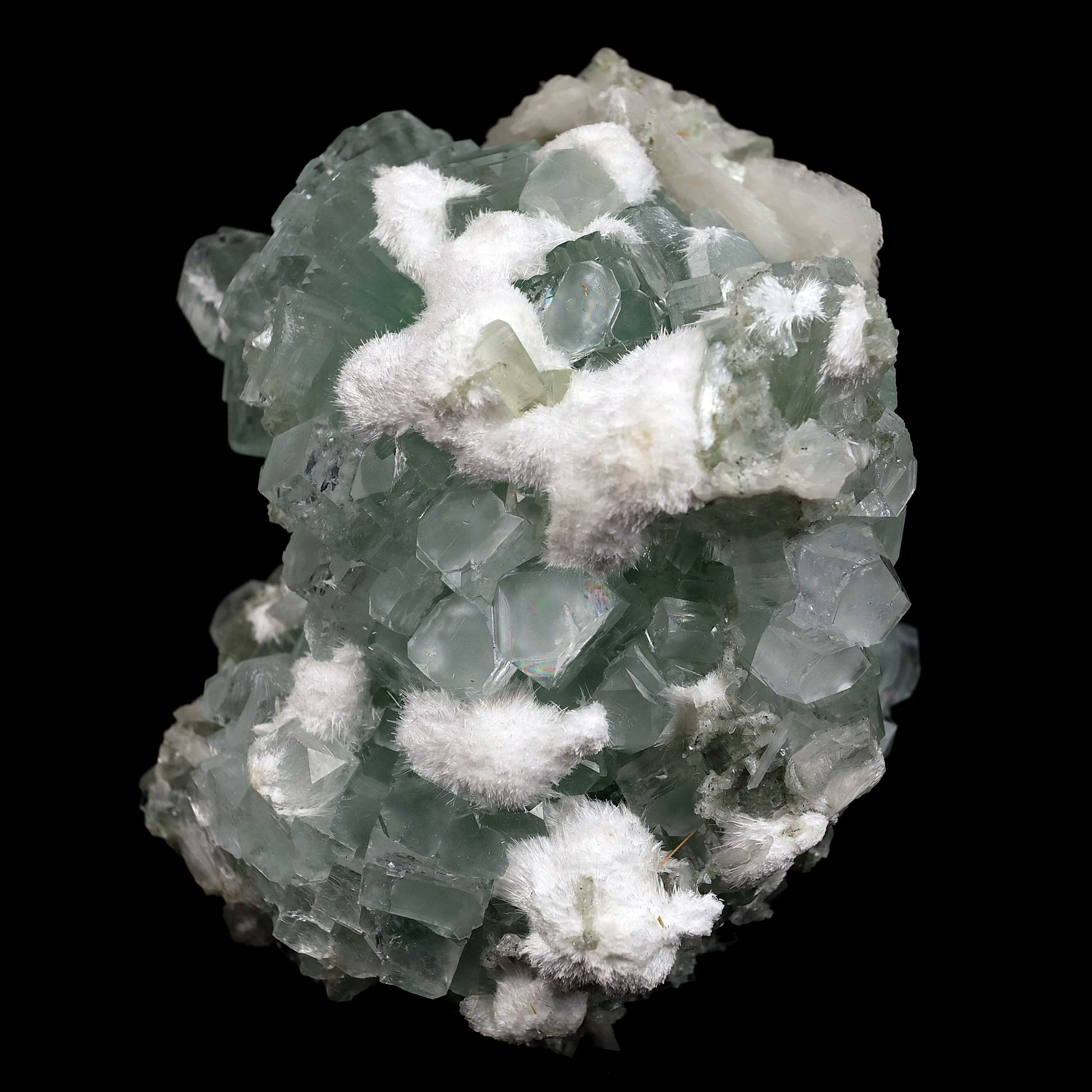 Green Apophyllite Disco Ball with Stilbite, Mordenite Natural Mineral Specimen - image 3