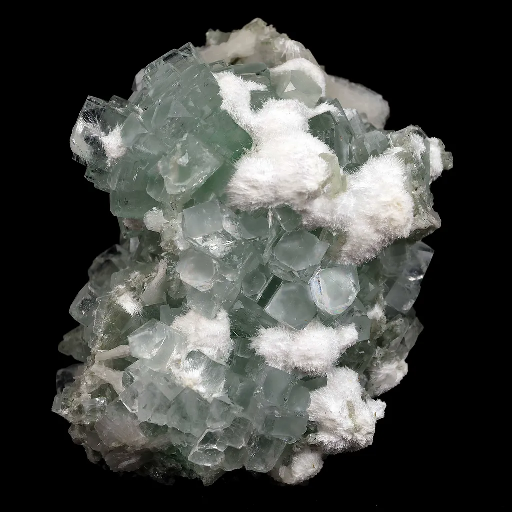 Green Apophyllite Disco Ball with Stilbite, Mordenite Natural Mineral Specimen image