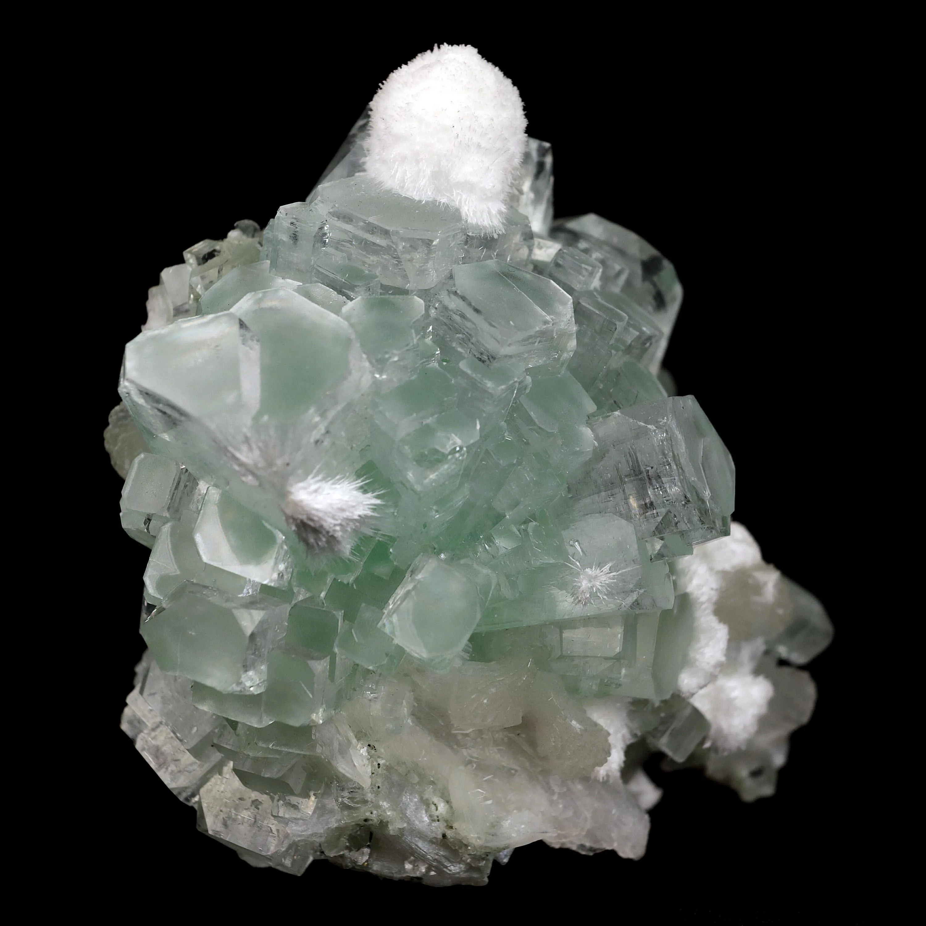 Green Apophyllite Disco Ball with Stilbite, Mordenite Natural Mineral Specimen - image 2