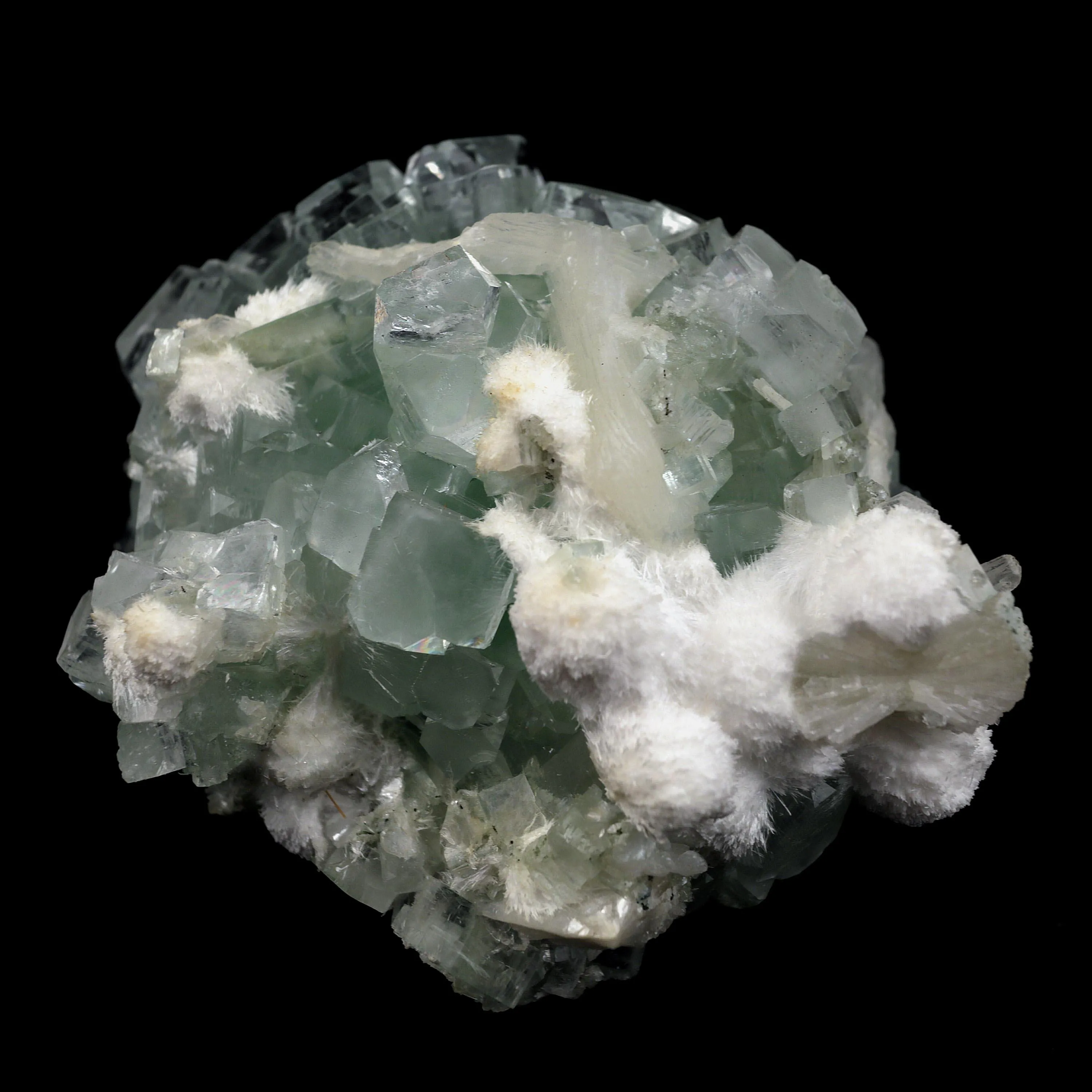 Green Apophyllite Disco Ball with Stilbite, Mordenite Natural Mineral Specimen - image 3