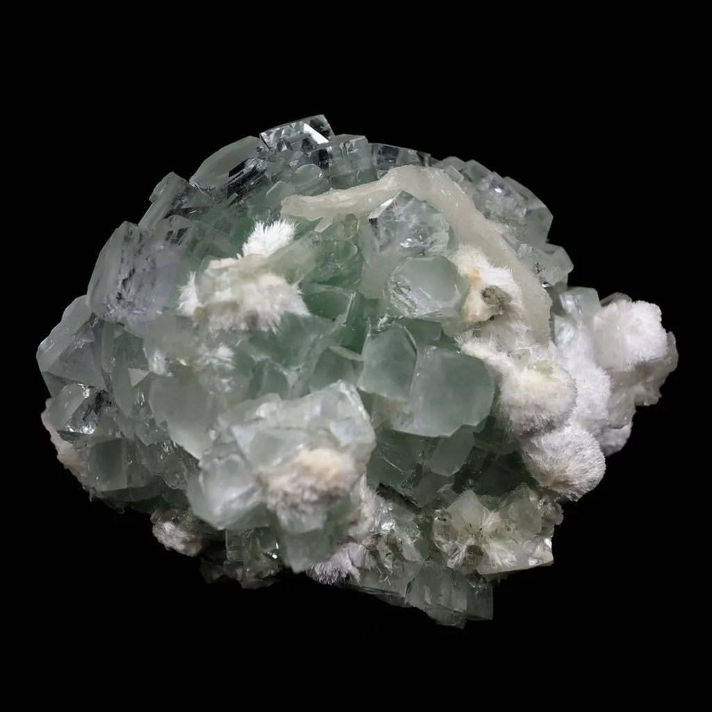 Green Apophyllite Disco Ball with Stilbite, Mordenite Natural Mineral Specimen image