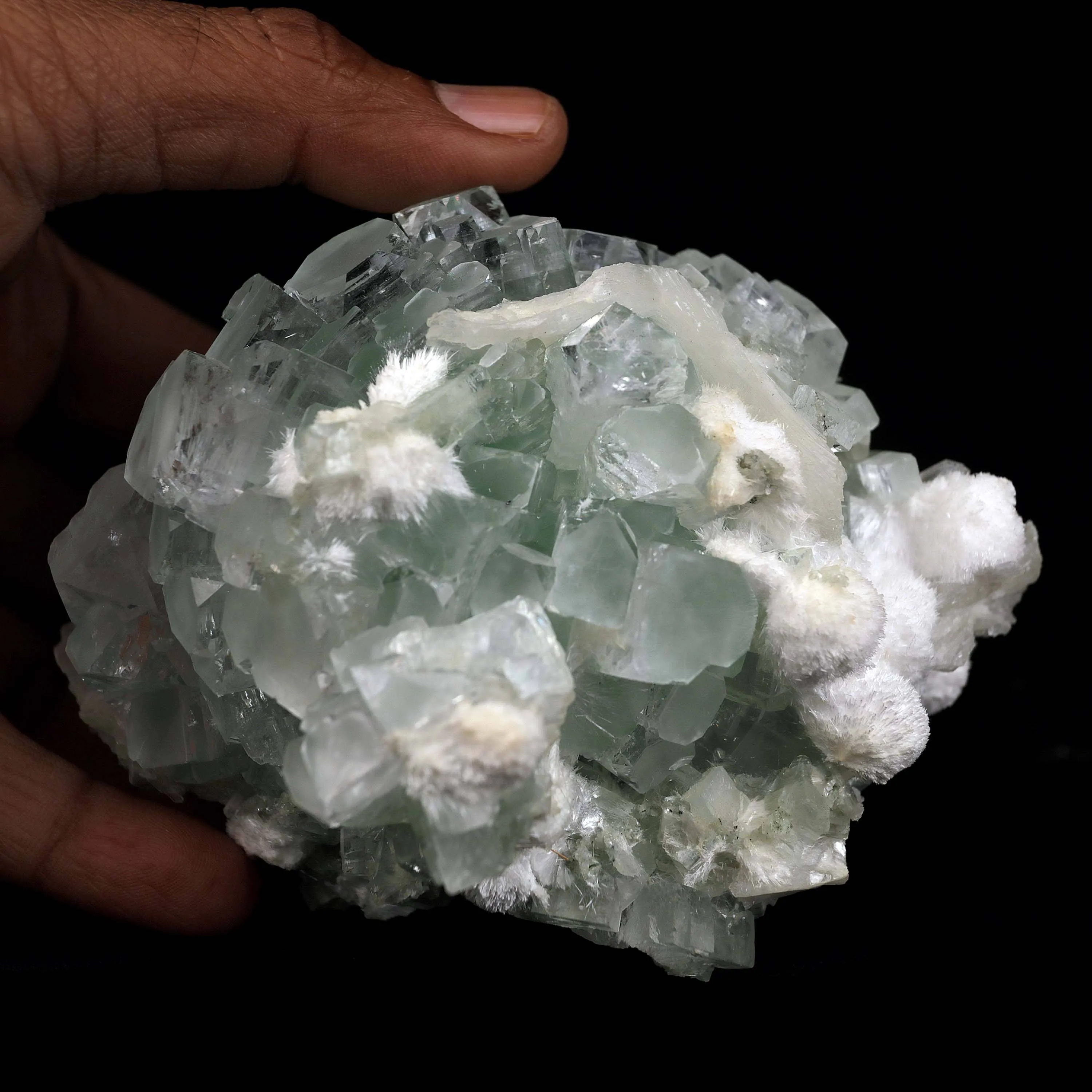 Green Apophyllite Disco Ball with Stilbite, Mordenite Natural Mineral Specimen - image 4