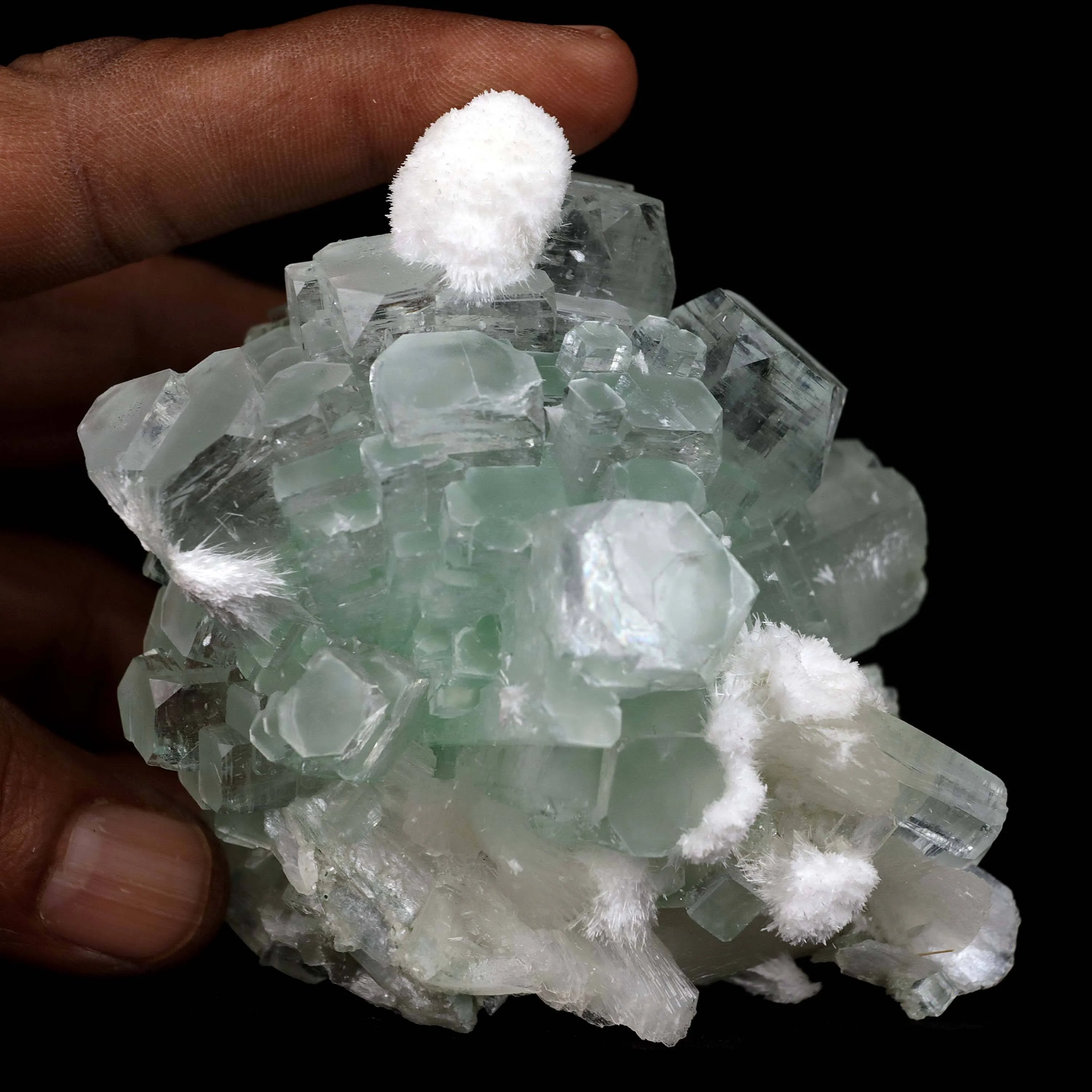 Green Apophyllite Disco Ball with Stilbite, Mordenite Natural Mineral Specimen - image 4