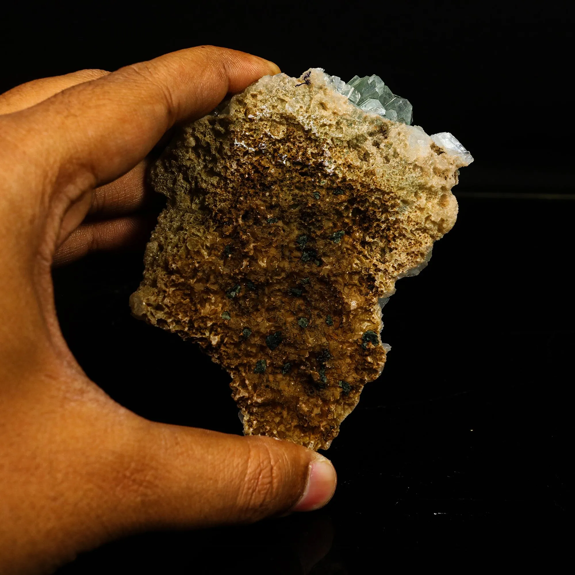 Green Apophyllite Disco Ball with Stilbite Natural Mineral Specimen - image 4