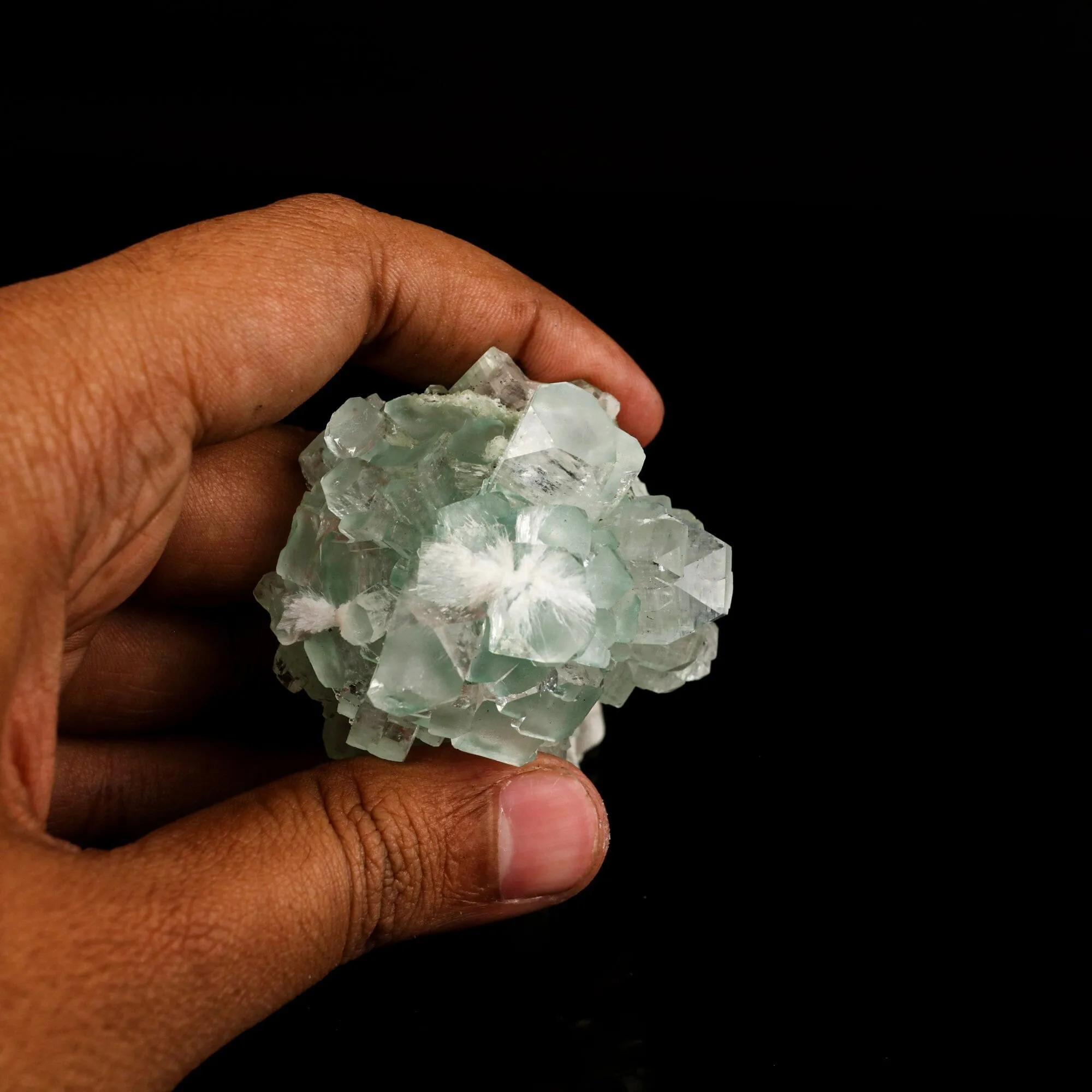 Green Apophyllite Disco Ball with Stilbite Natural Mineral Specimen - image 4