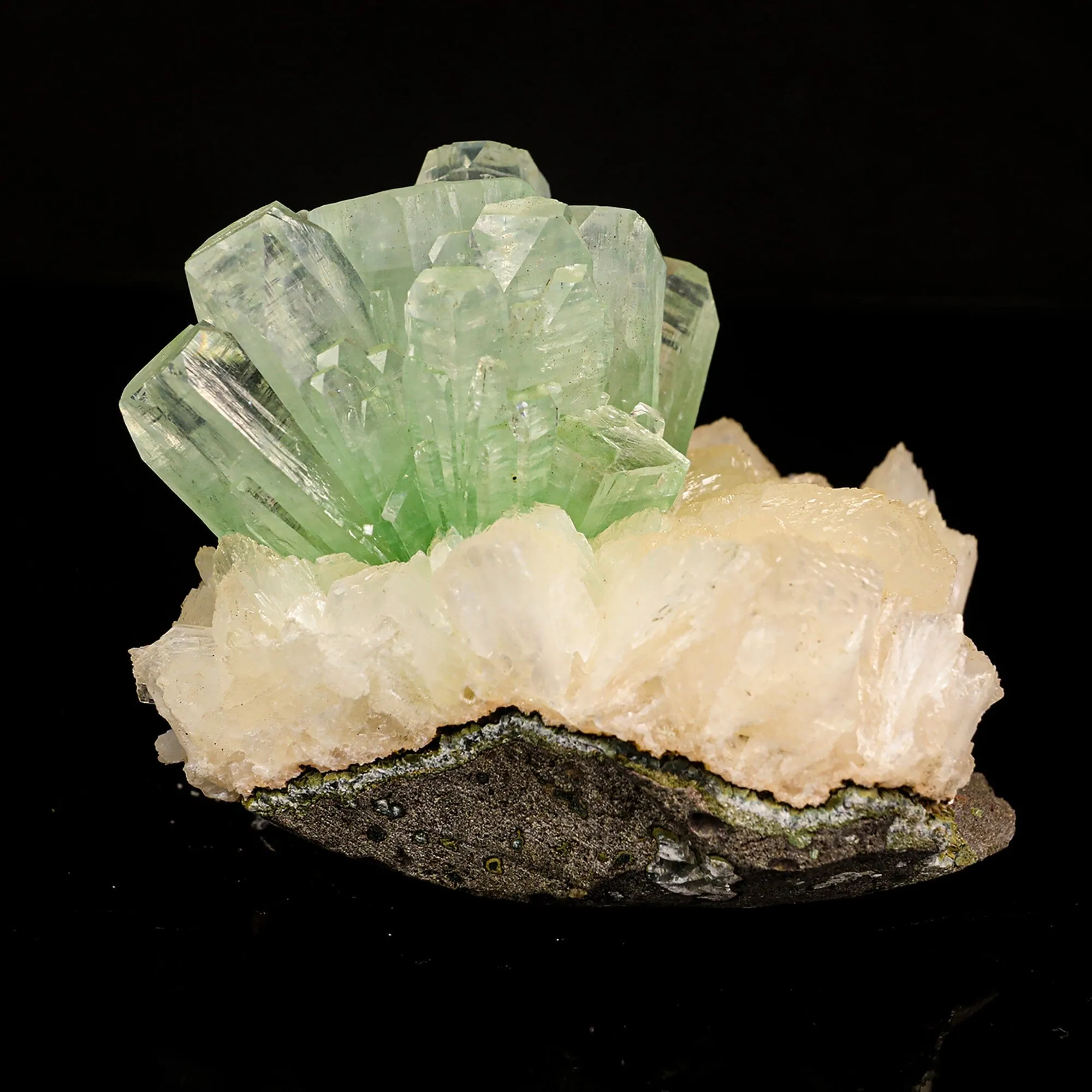 Green Apophyllite Disco Ball with Stilbite Natural Mineral Specimen - image 4