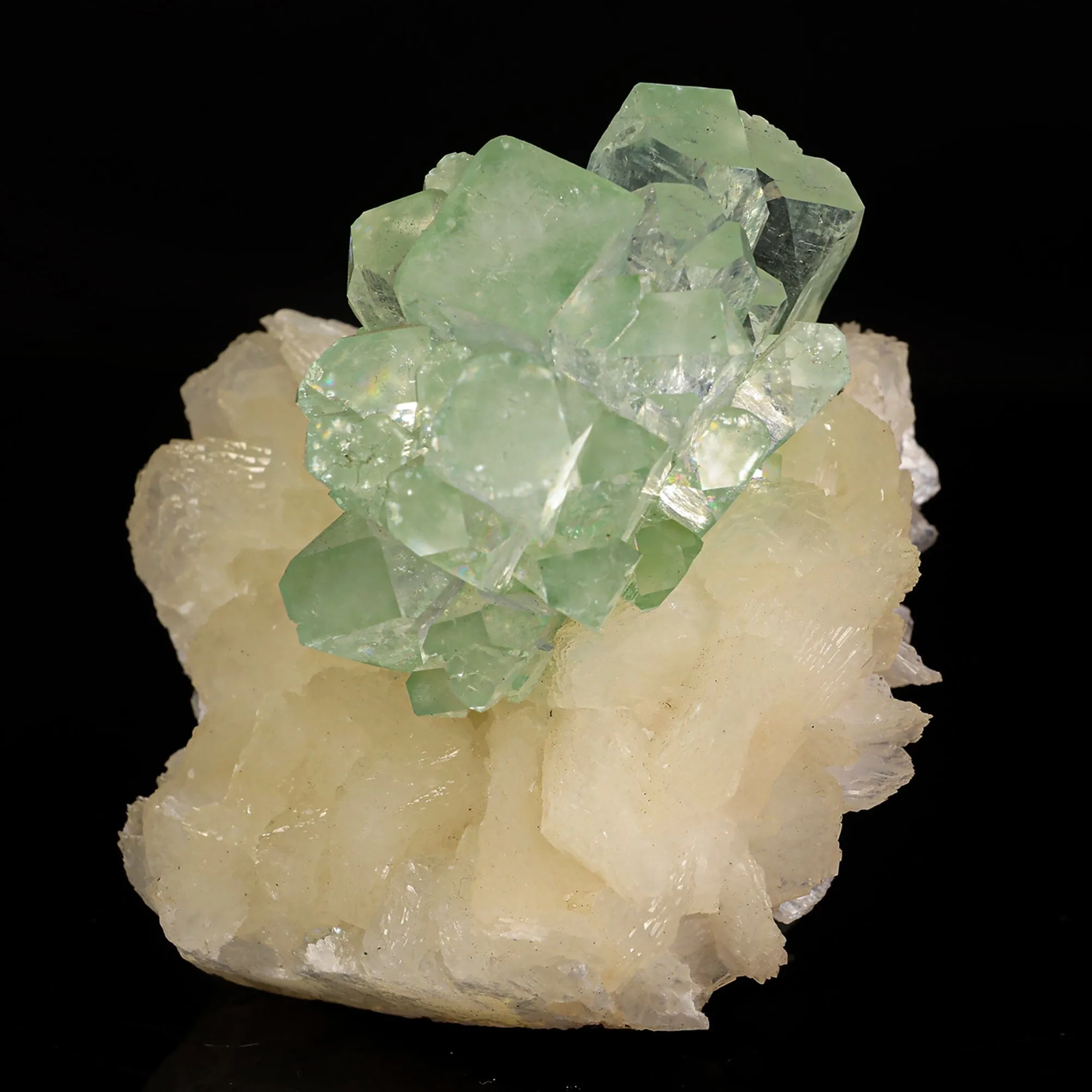 Green Apophyllite Disco Ball with Stilbite Natural Mineral Specimen - image 3
