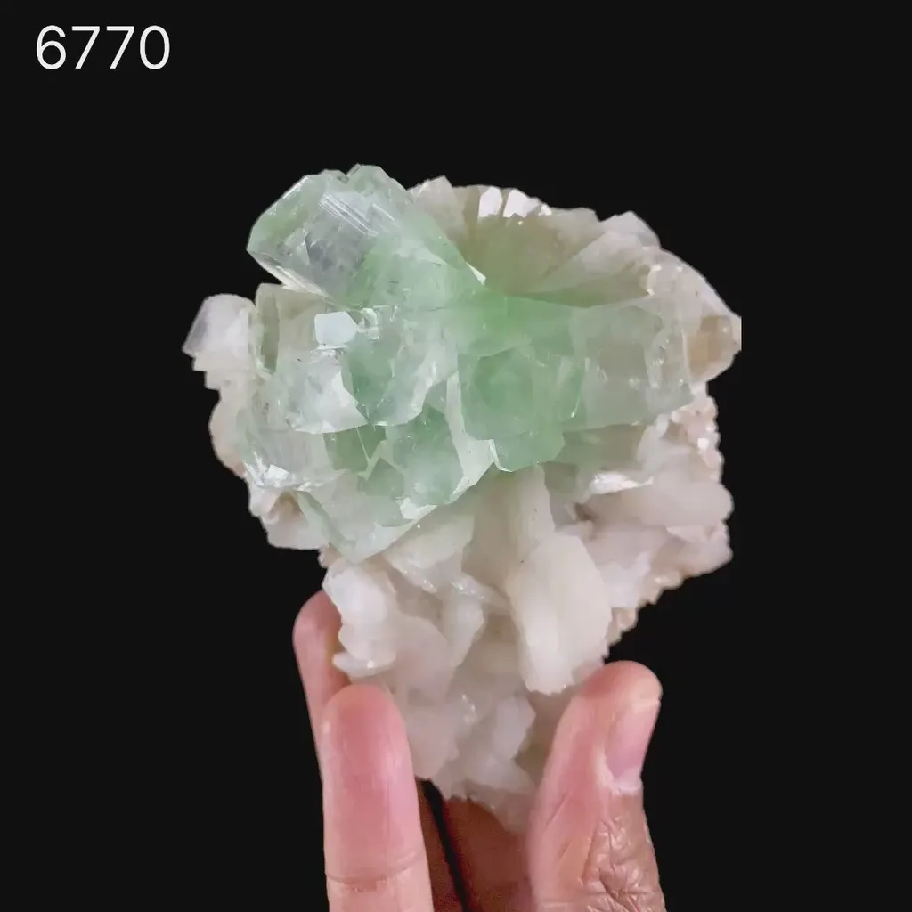 Green Apophyllite Disco Ball with Stilbite Natural Mineral Specimen - image 6