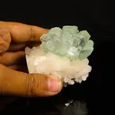Green Apophyllite Disco Ball with Stilbite Natural Mineral Specimen - image 6