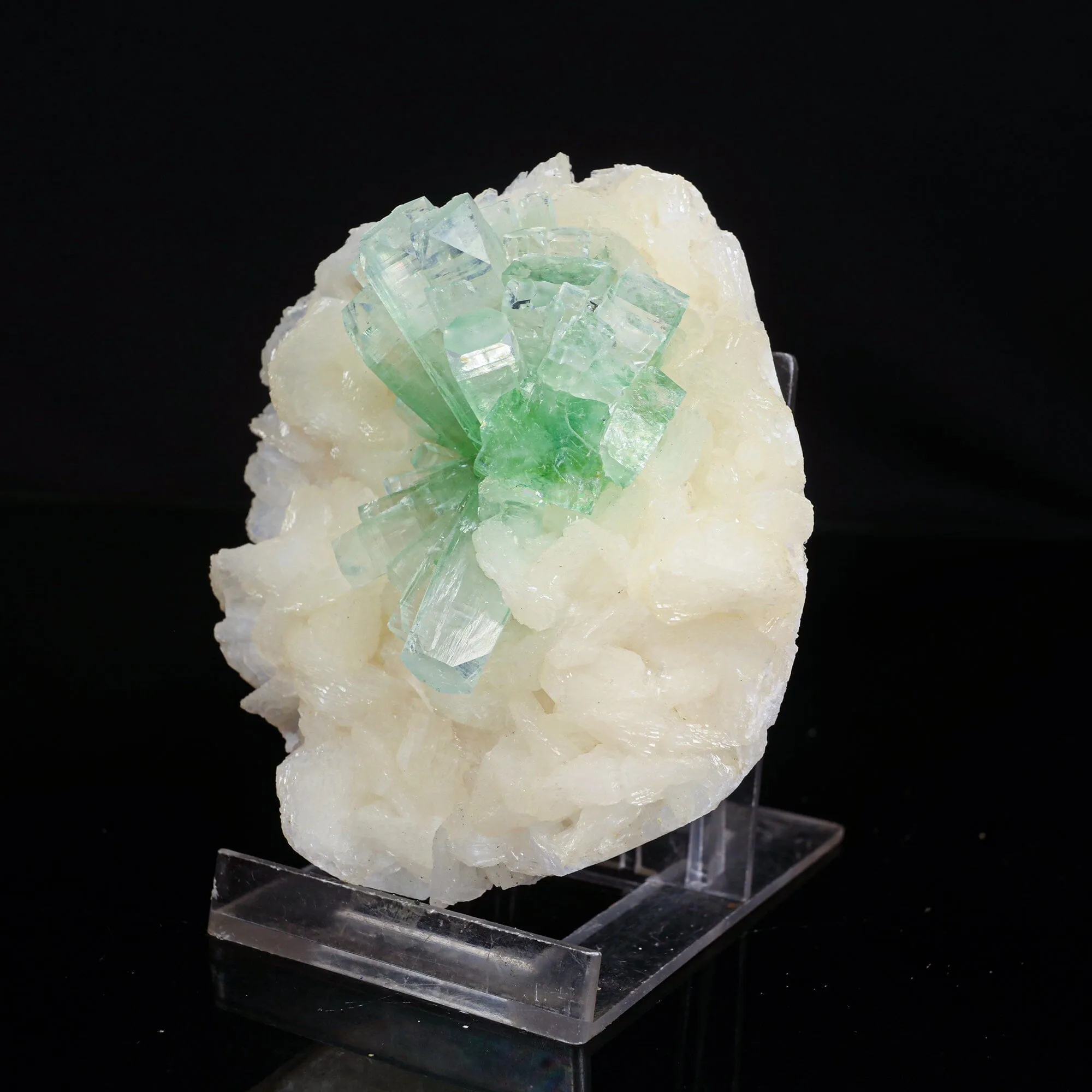 Green Apophyllite Disco Ball with Stilbite Natural Mineral Specimen - image 3