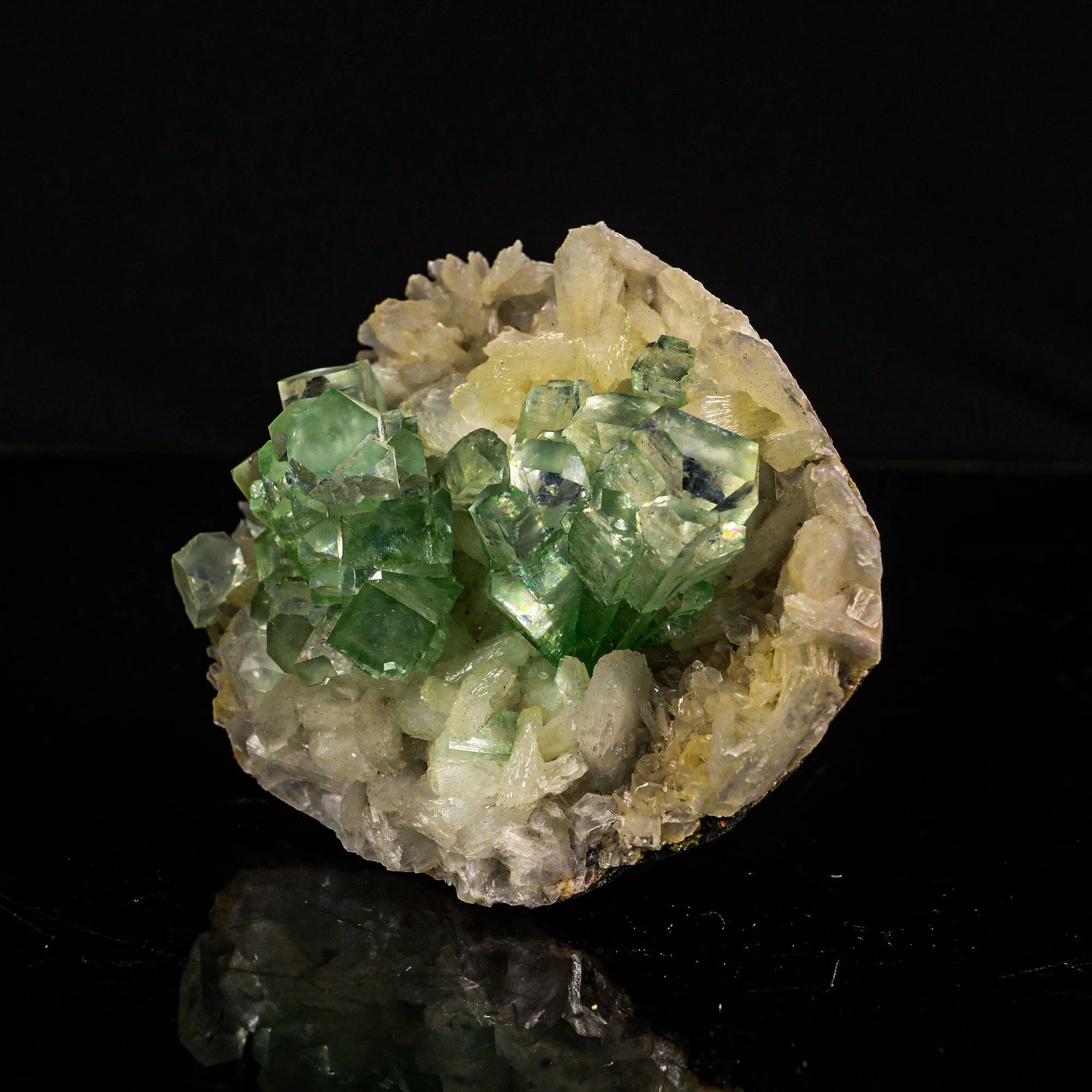 Green Apophyllite Disco Ball with Stilbite Natural Mineral Specimen - image 3